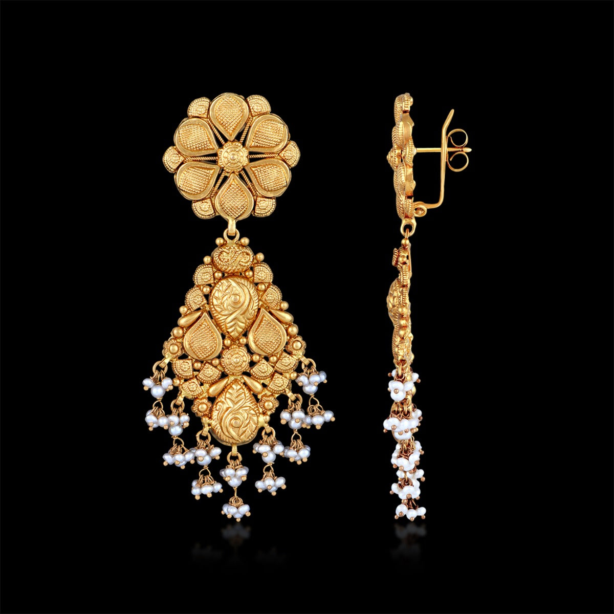 Paddle Flower Gold Earrings