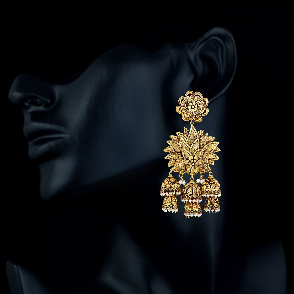 Jhumka Chandelier Gold Earrings