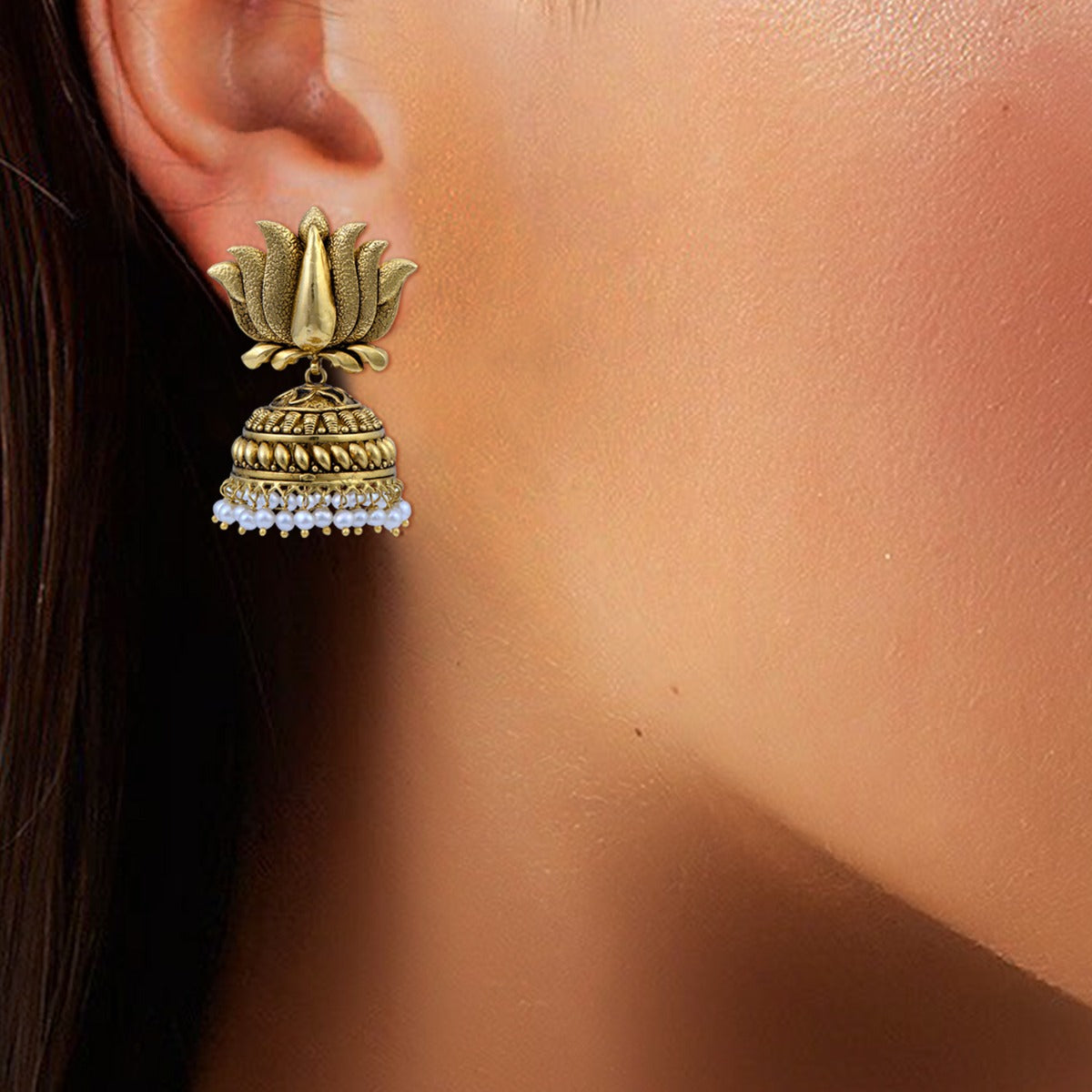 Lotus Gold Jhumka