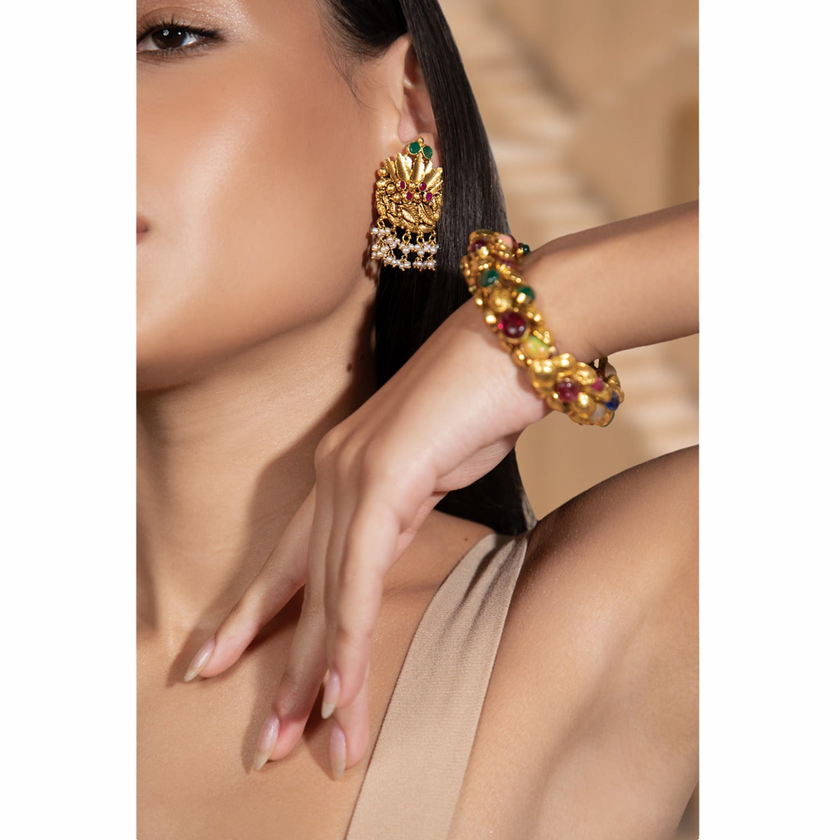 Leafy Bush Gold Earrings