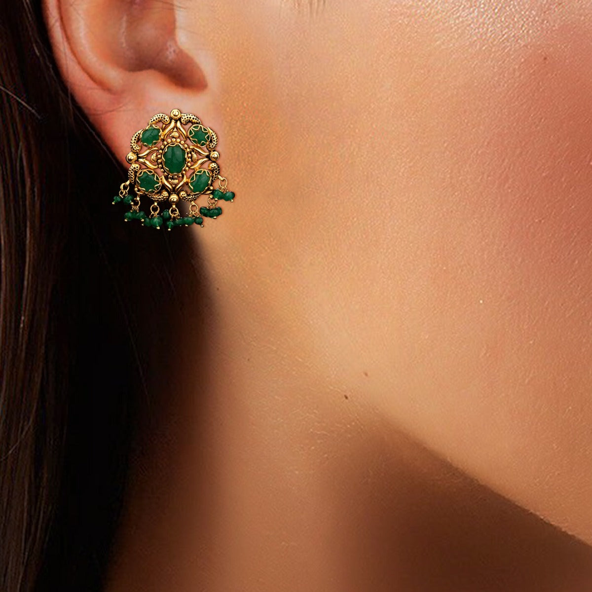 Earth Green Gold Earrings