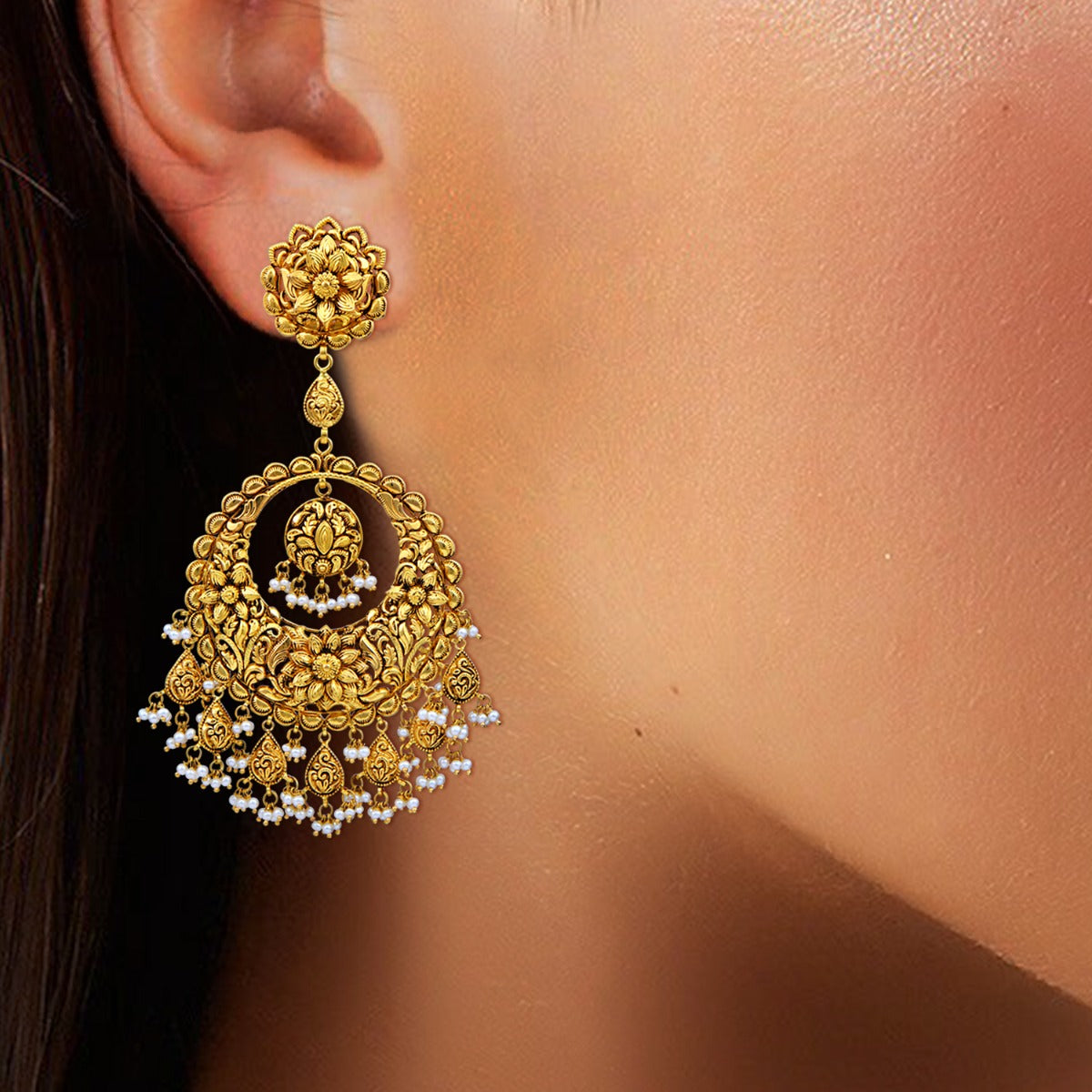 Ethnic Oversized Gold Chandbali