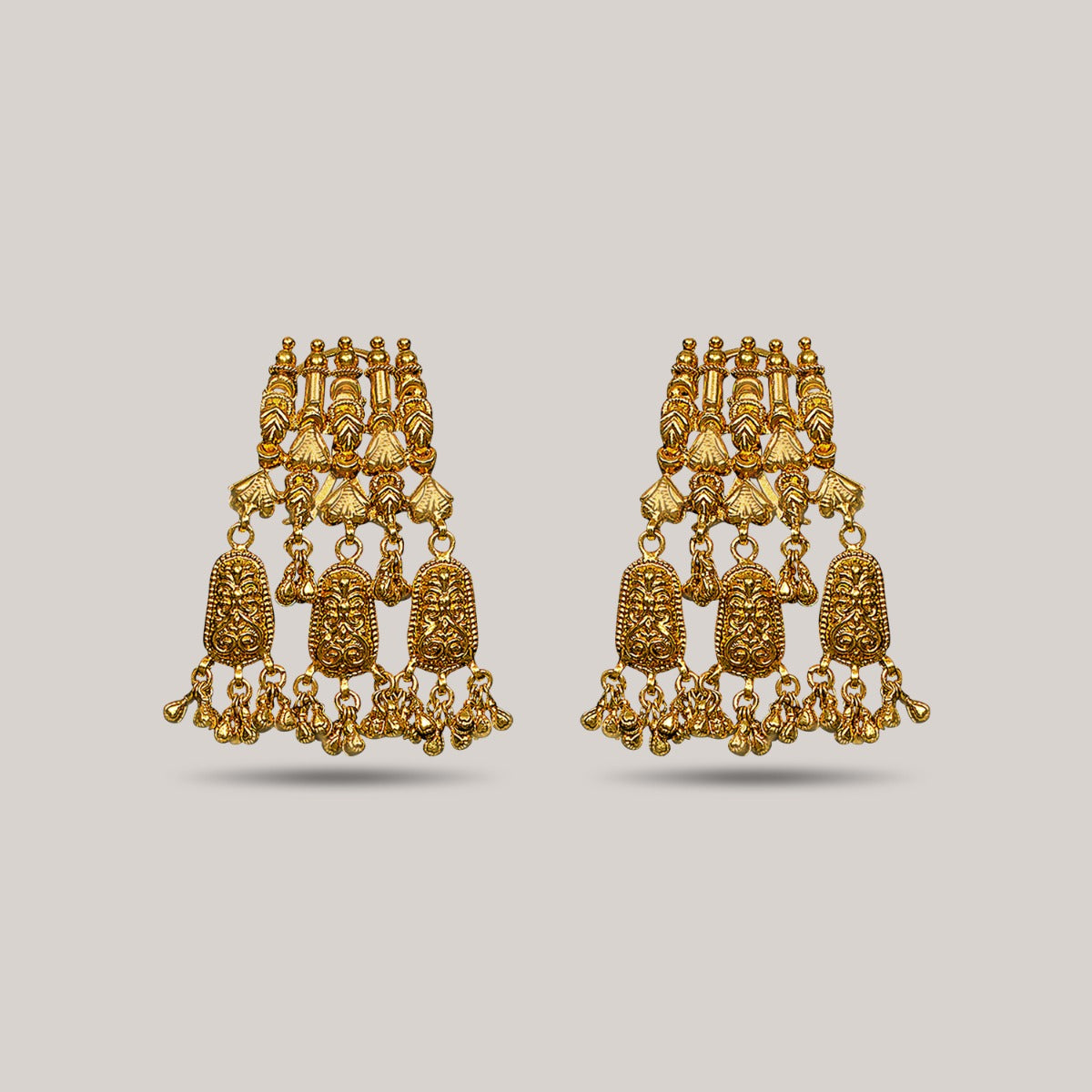 Temple Inspired Gold Earrings