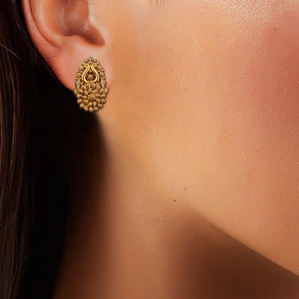 Tiara Tribal Gold Earrings