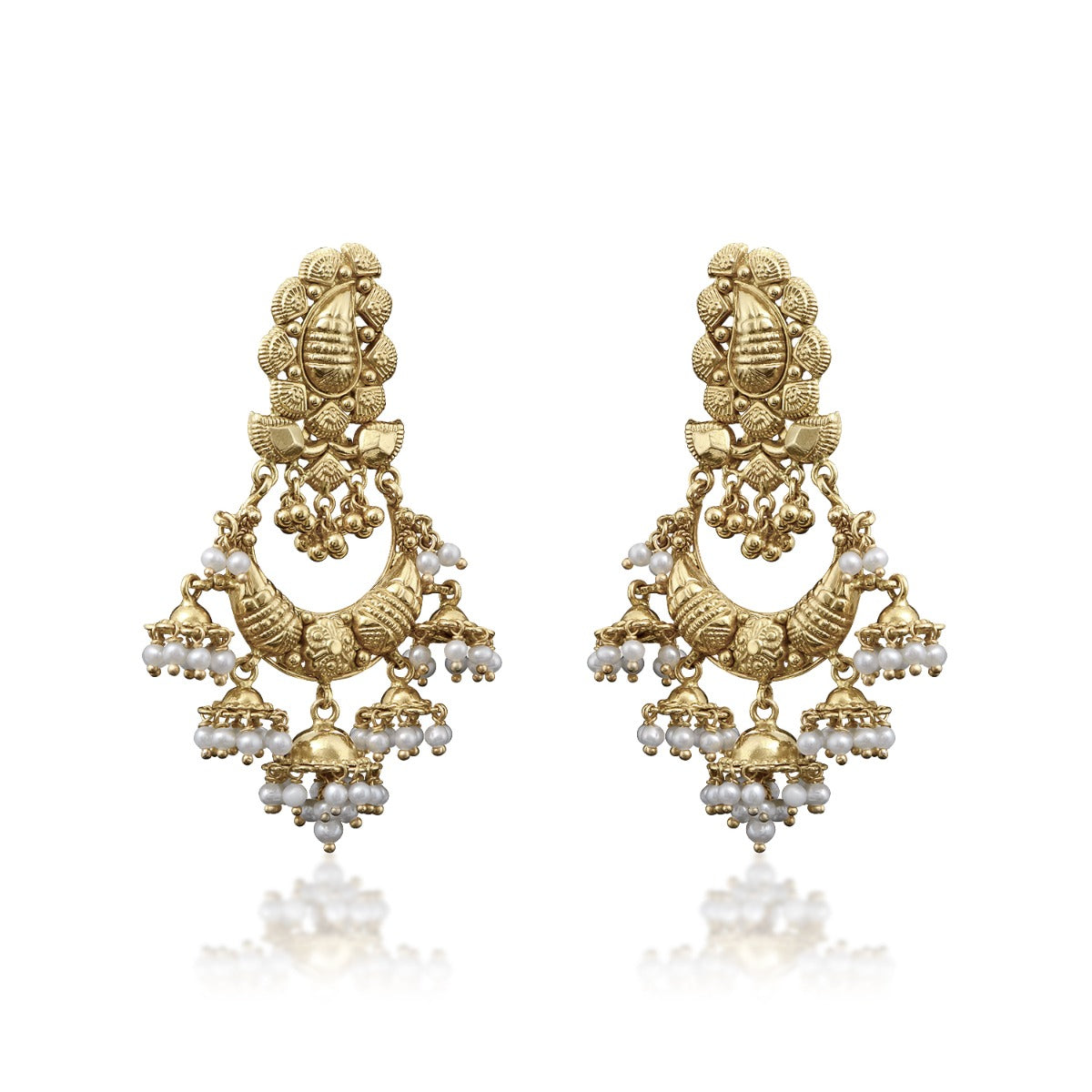 Crescent Hooked Gold Earrings