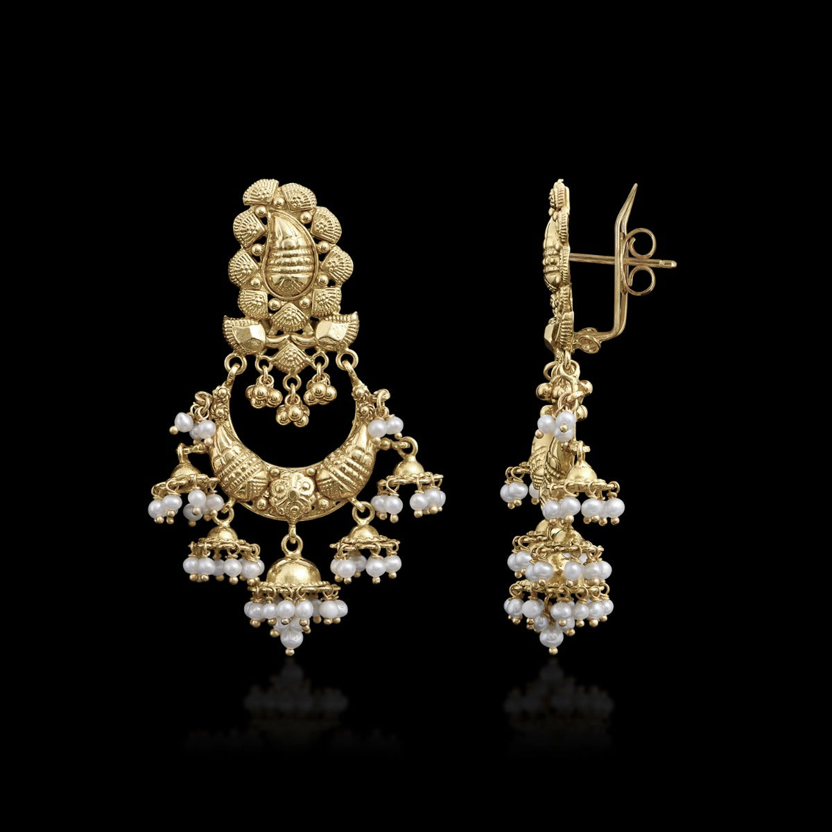 Crescent Hooked Gold Earrings