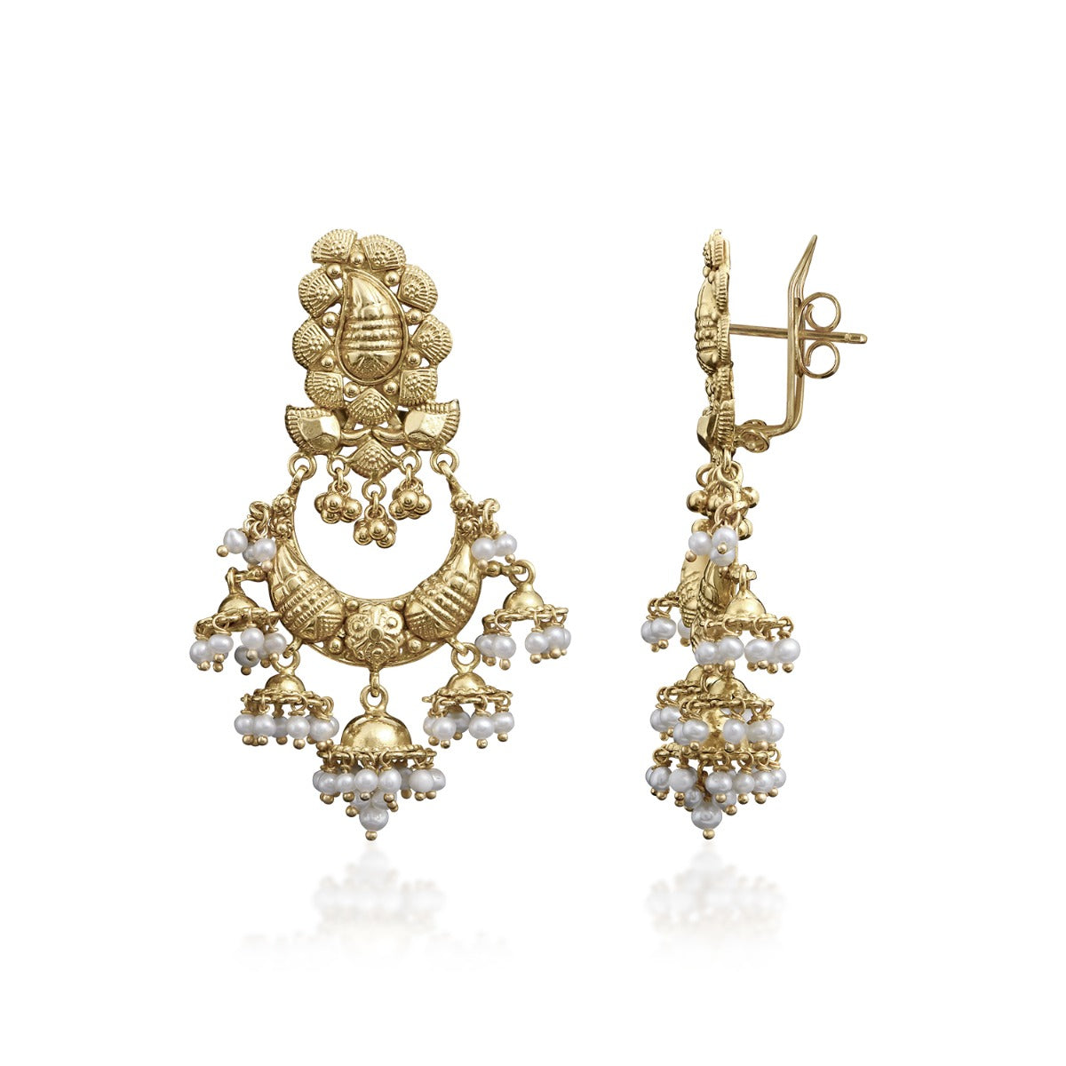 Crescent Hooked Gold Earrings