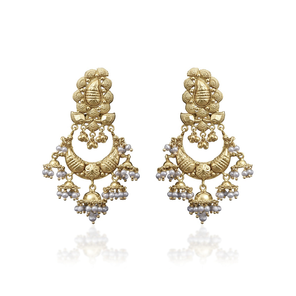 Crescent Hooked Gold Earrings