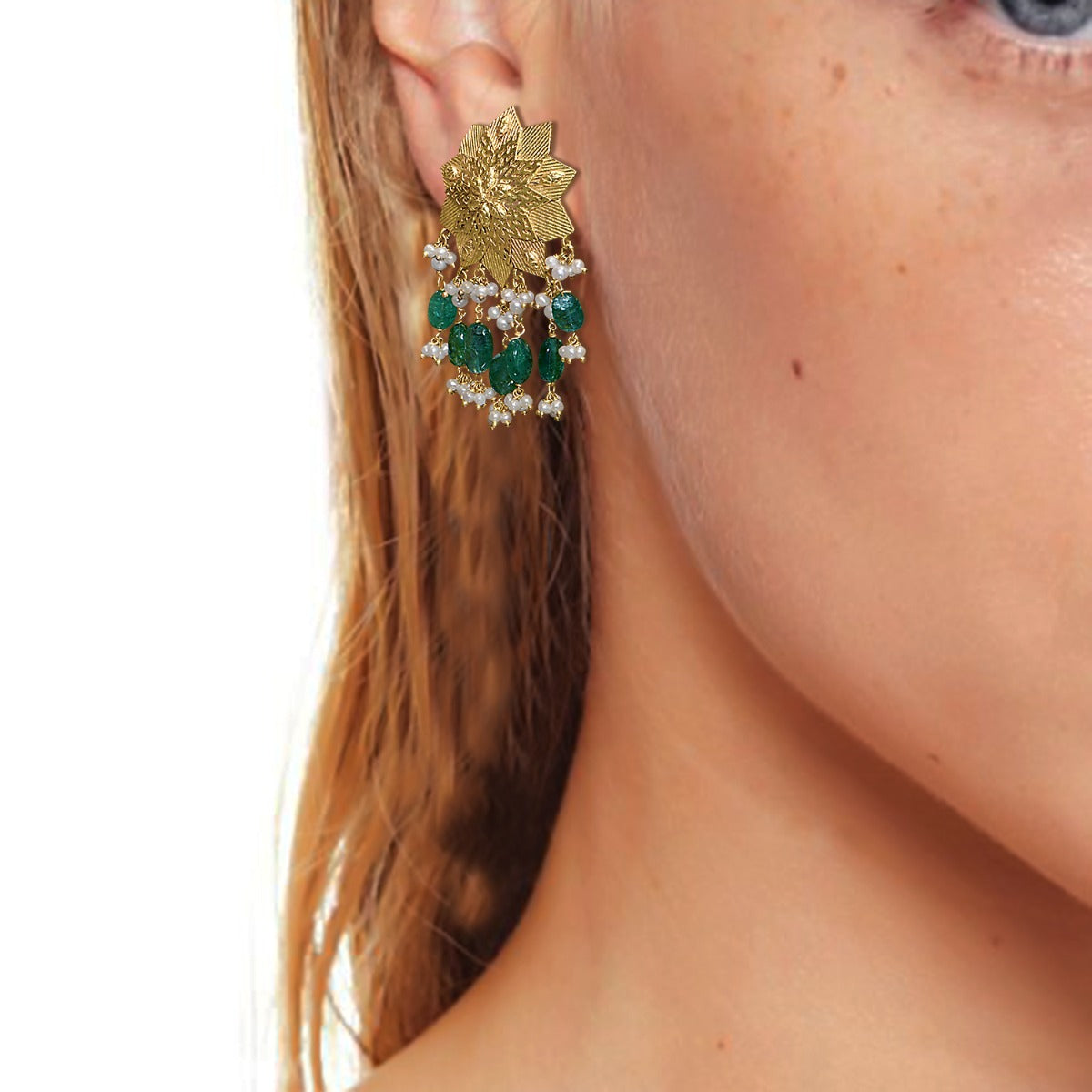 Star Floral Gold Earrings