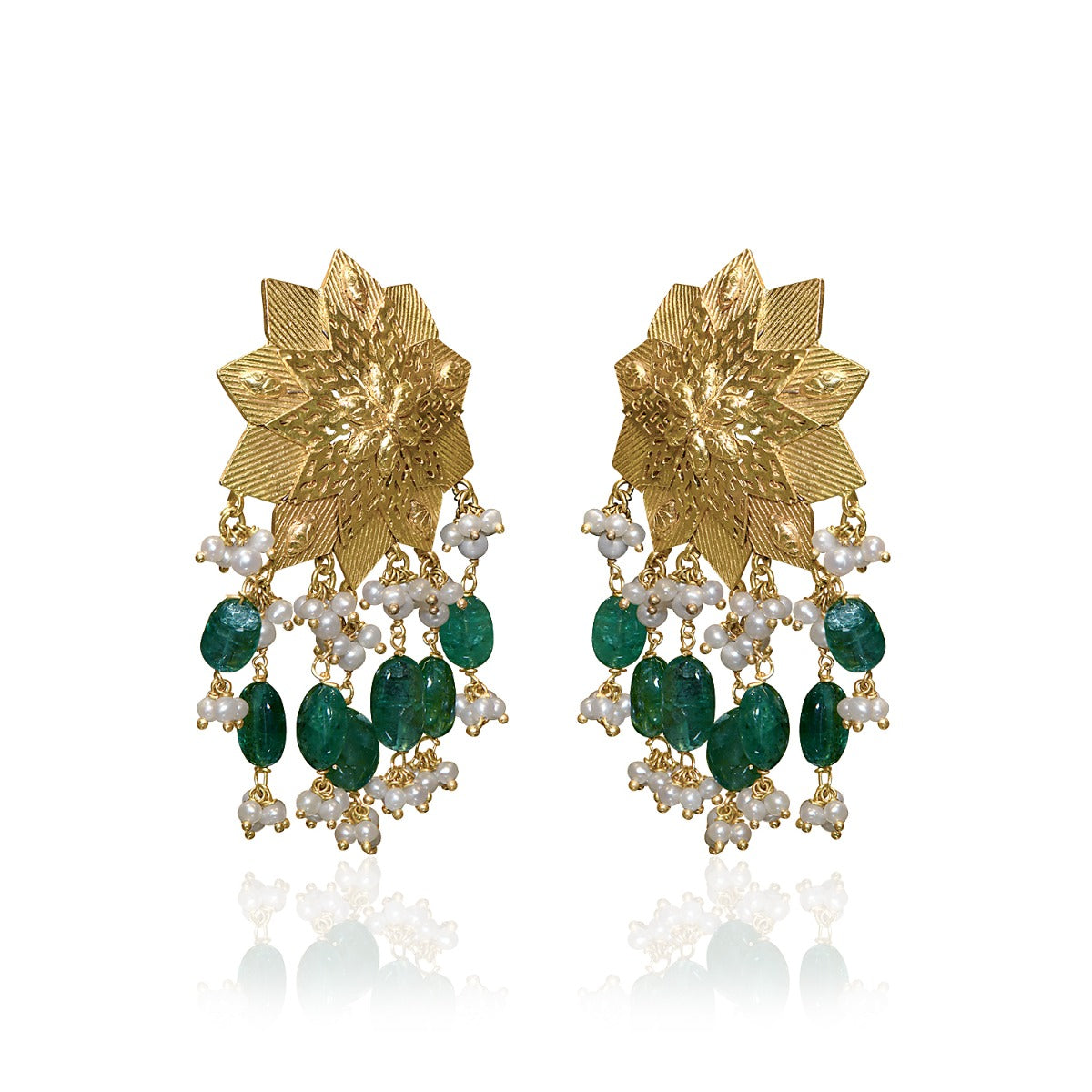 Star Floral Gold Earrings