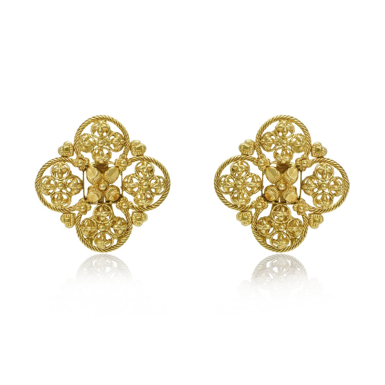 Filigree Flower Gold Earrings