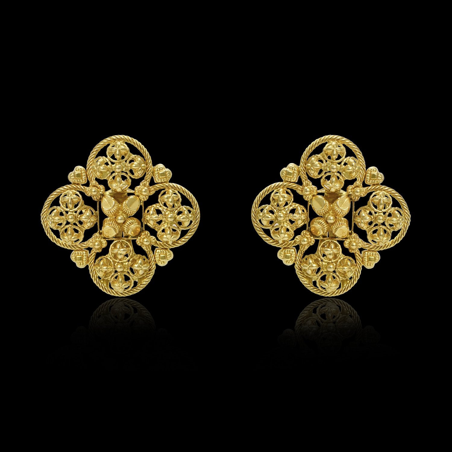 Filigree Flower Gold Earrings