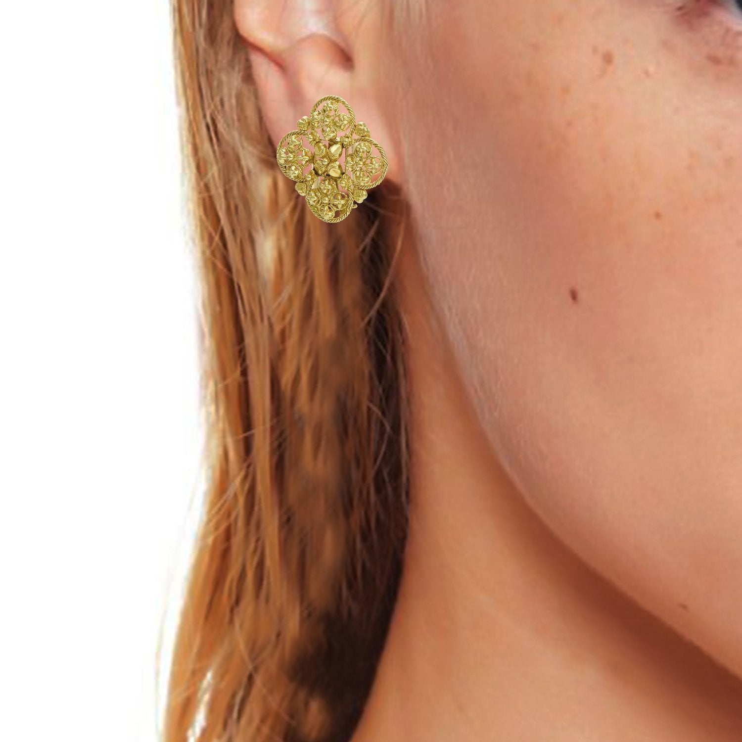 Filigree Flower Gold Earrings