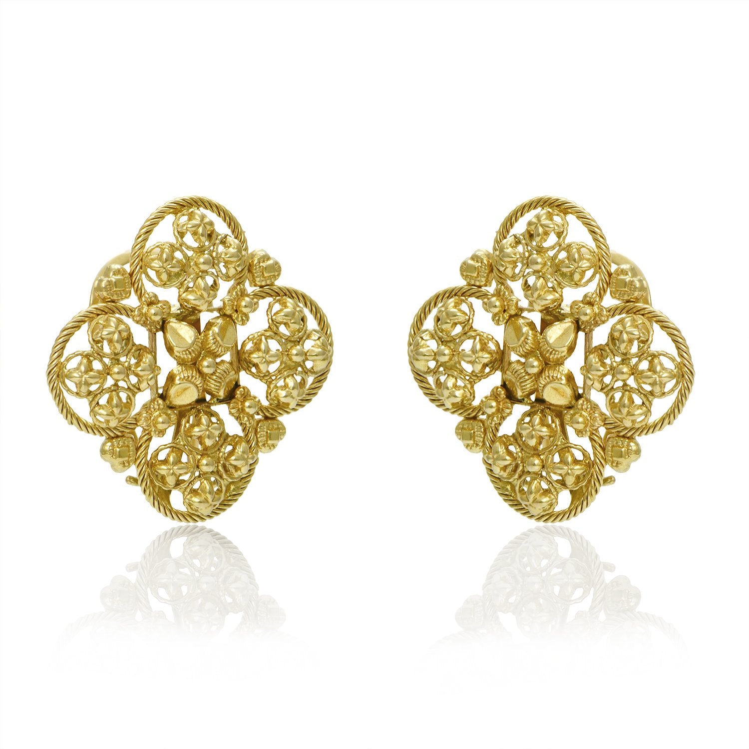 Filigree Flower Gold Earrings