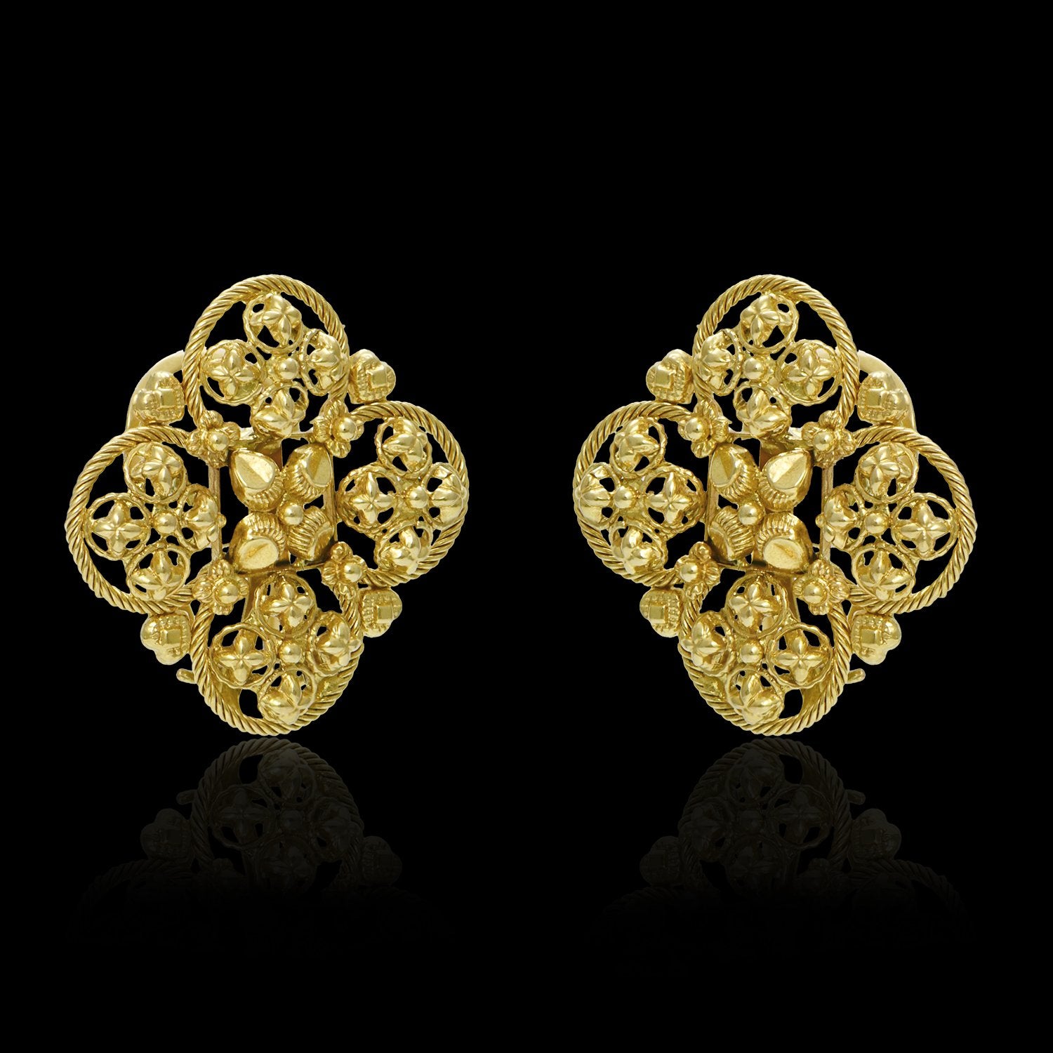 Filigree Flower Gold Earrings