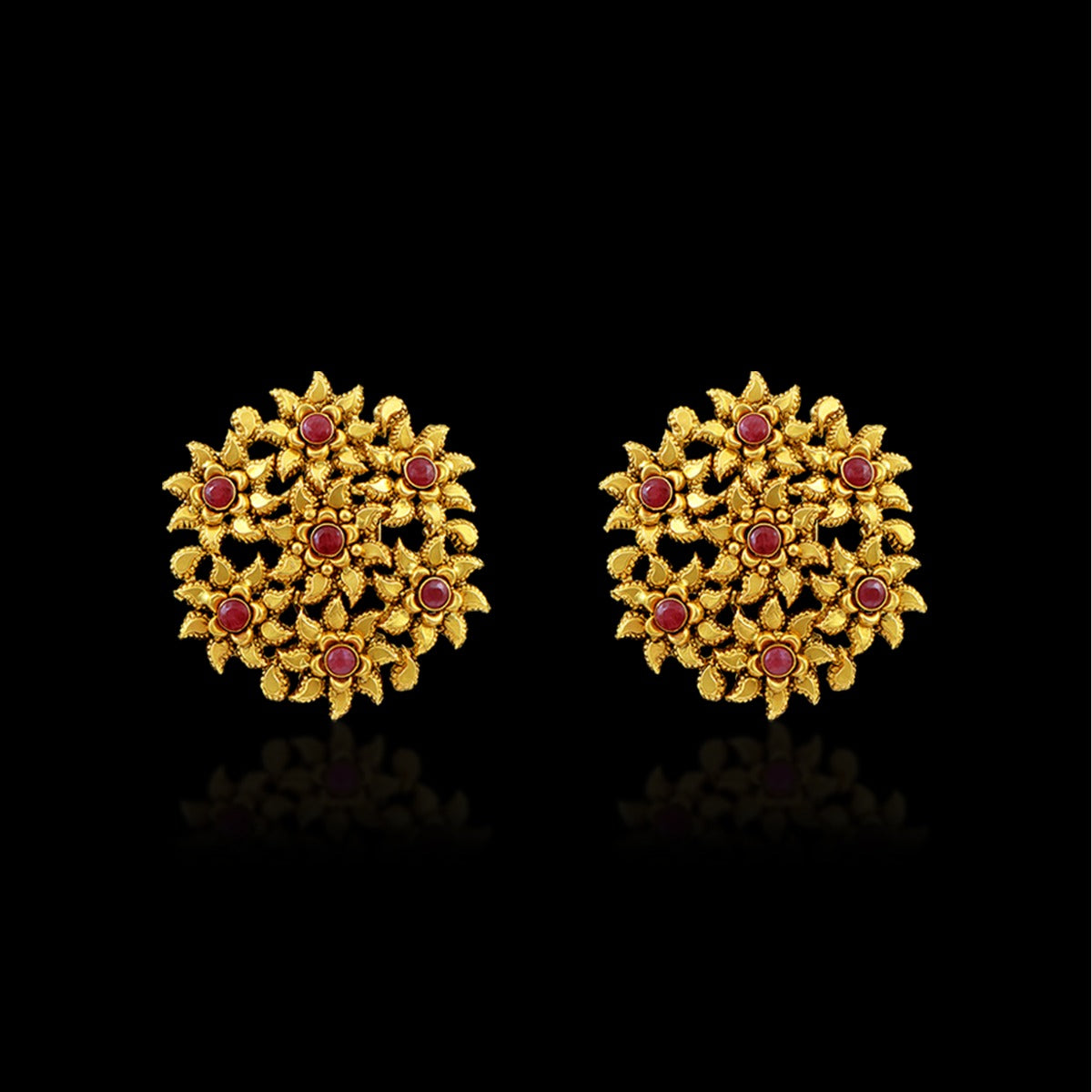 3 Line Floweret Cluster Gold Necklace Set