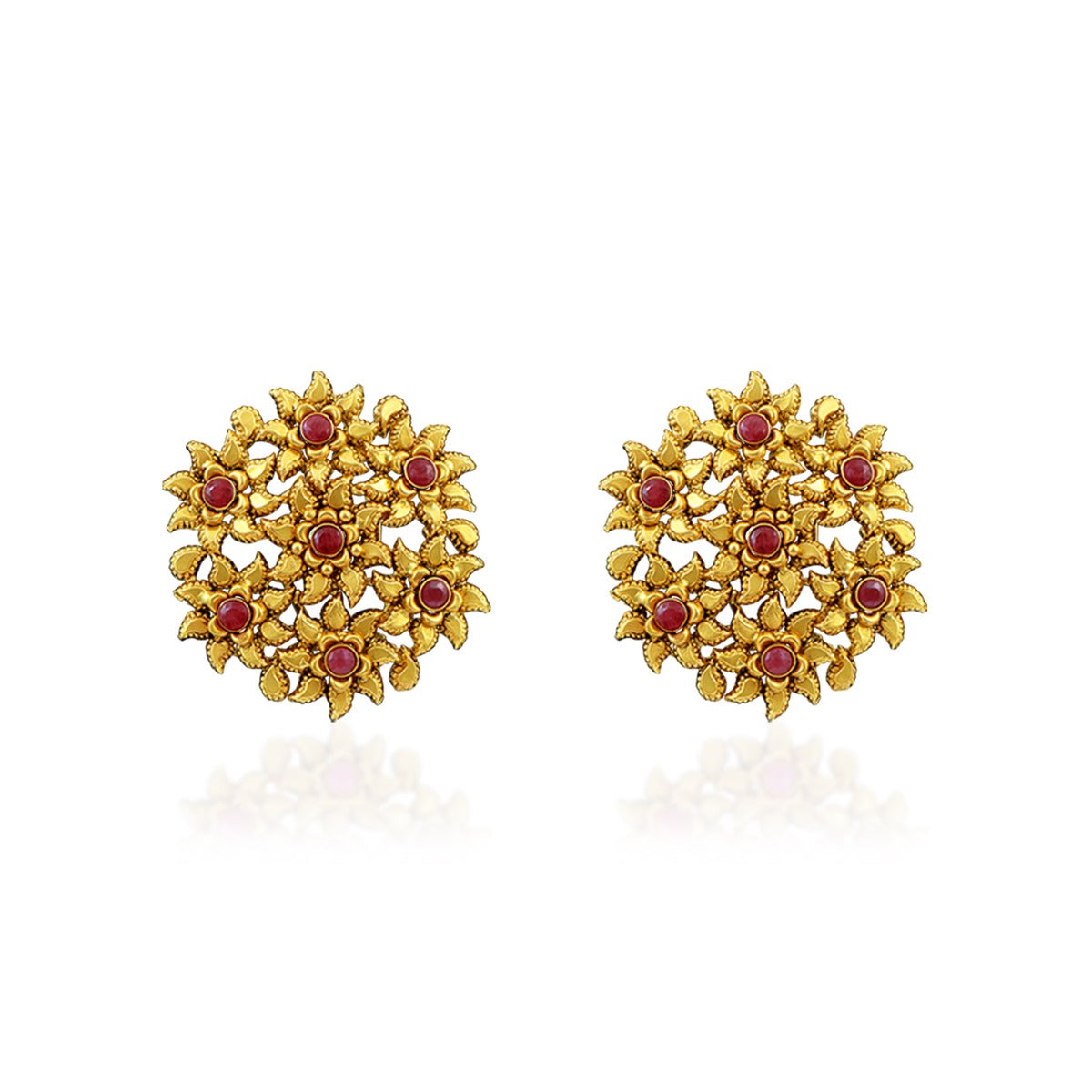 3 Line Floweret Cluster Gold Necklace Set