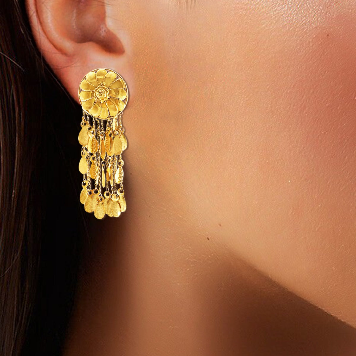 Glass-Like Gold Earrings