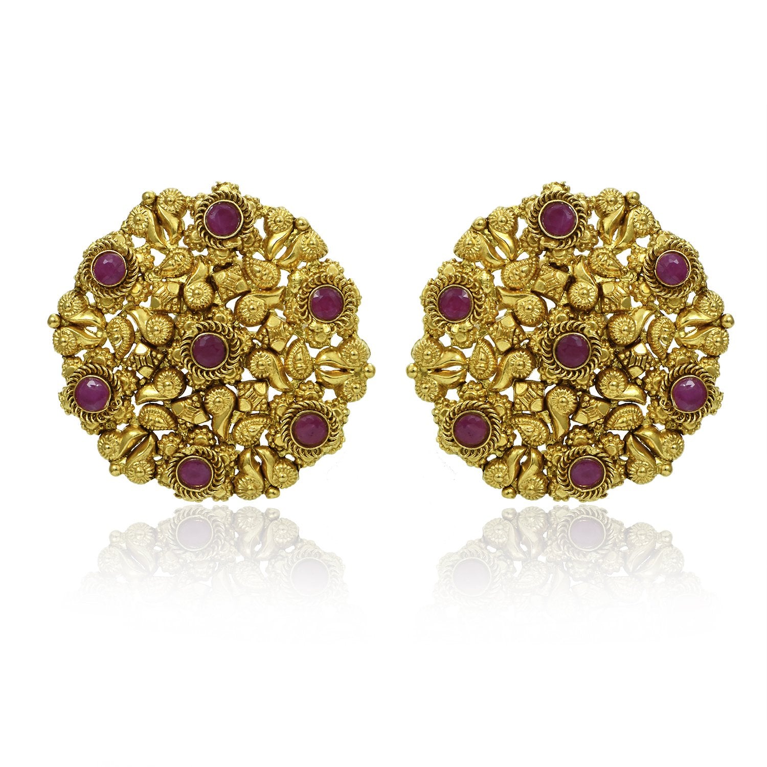 Elegant Ruby Gold Earrings