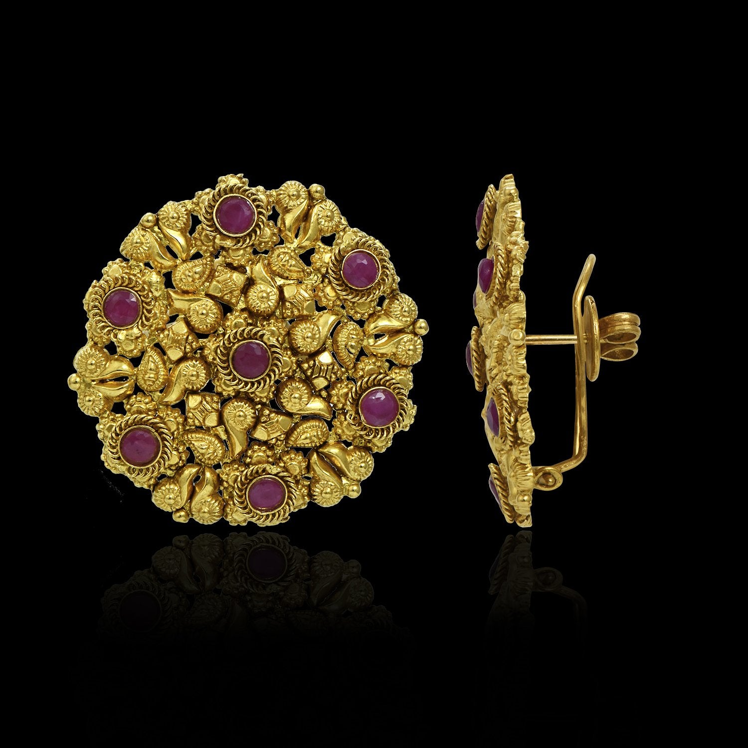 Elegant Ruby Gold Earrings