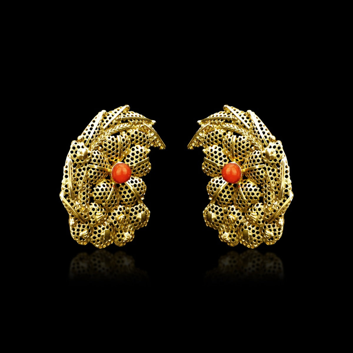 Haphazard Crescent Gold Earrings