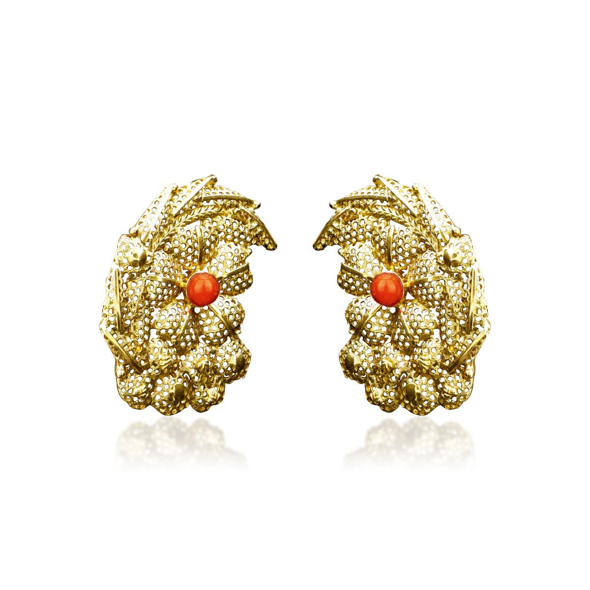 Haphazard Crescent Gold Earrings