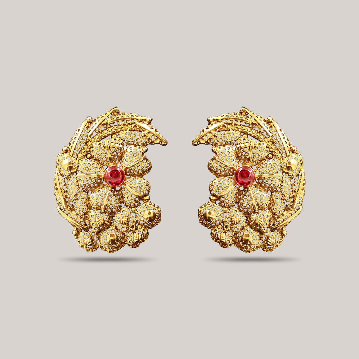 Curved Fluted Gold Earrings