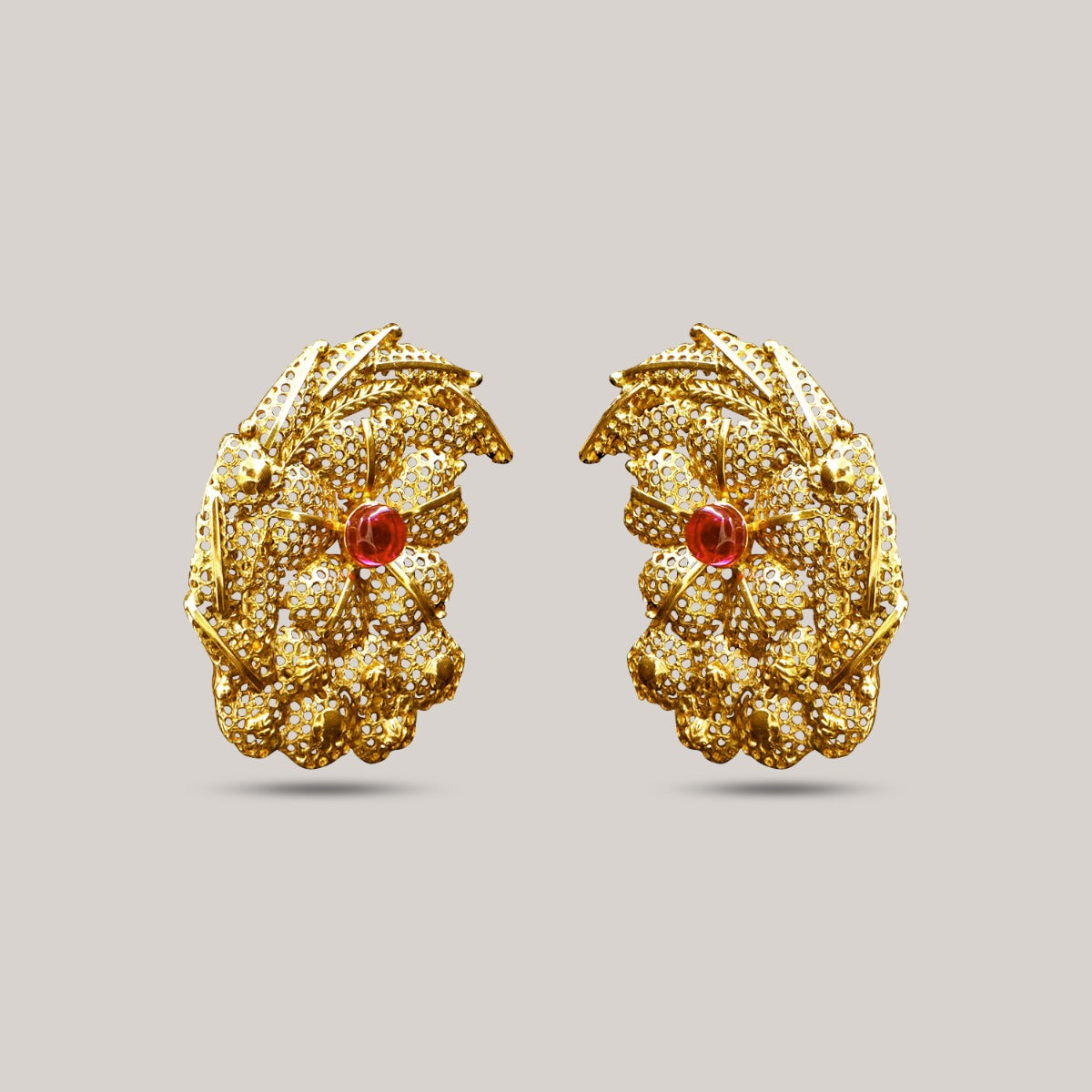 Curved Fluted Gold Earrings