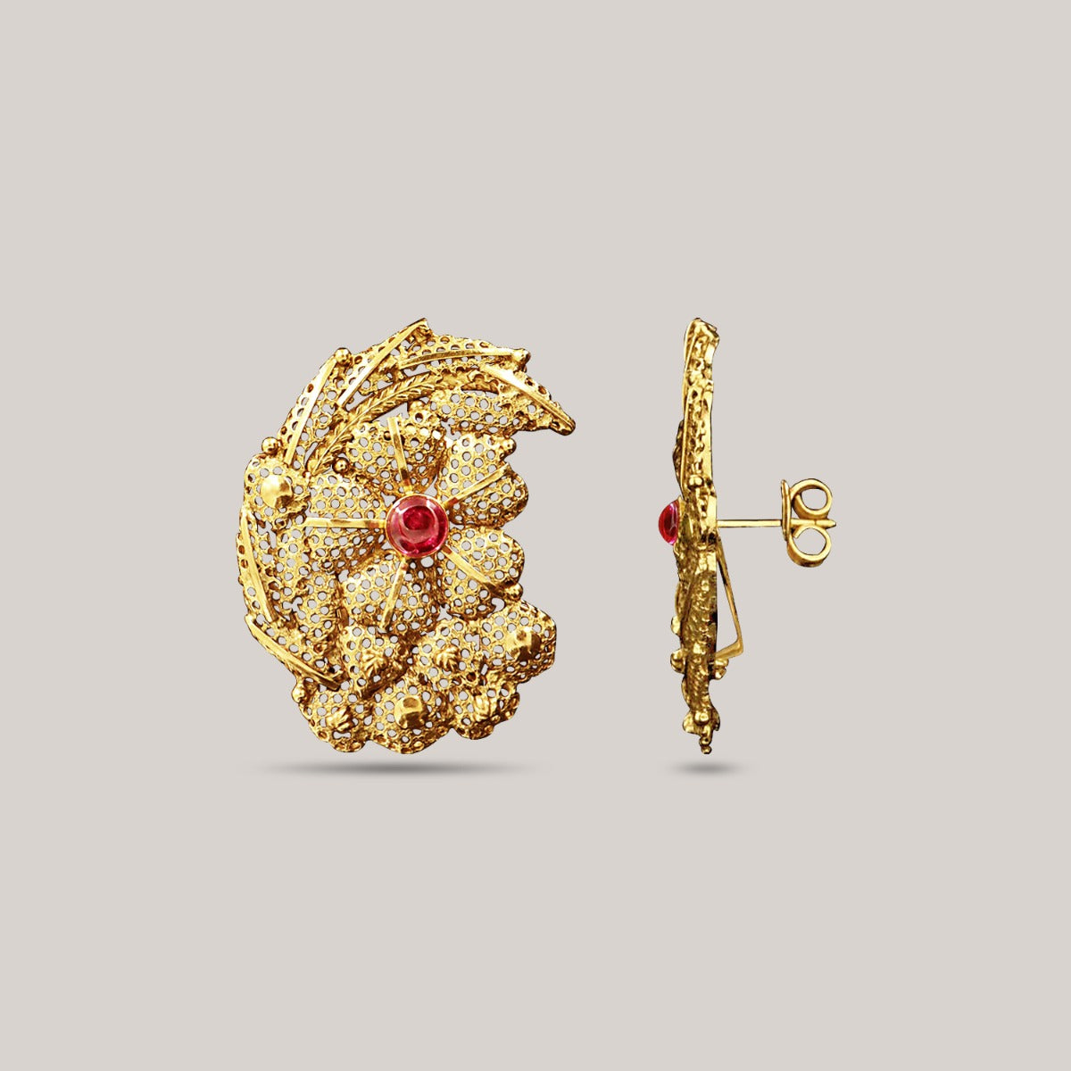 Curved Fluted Gold Earrings