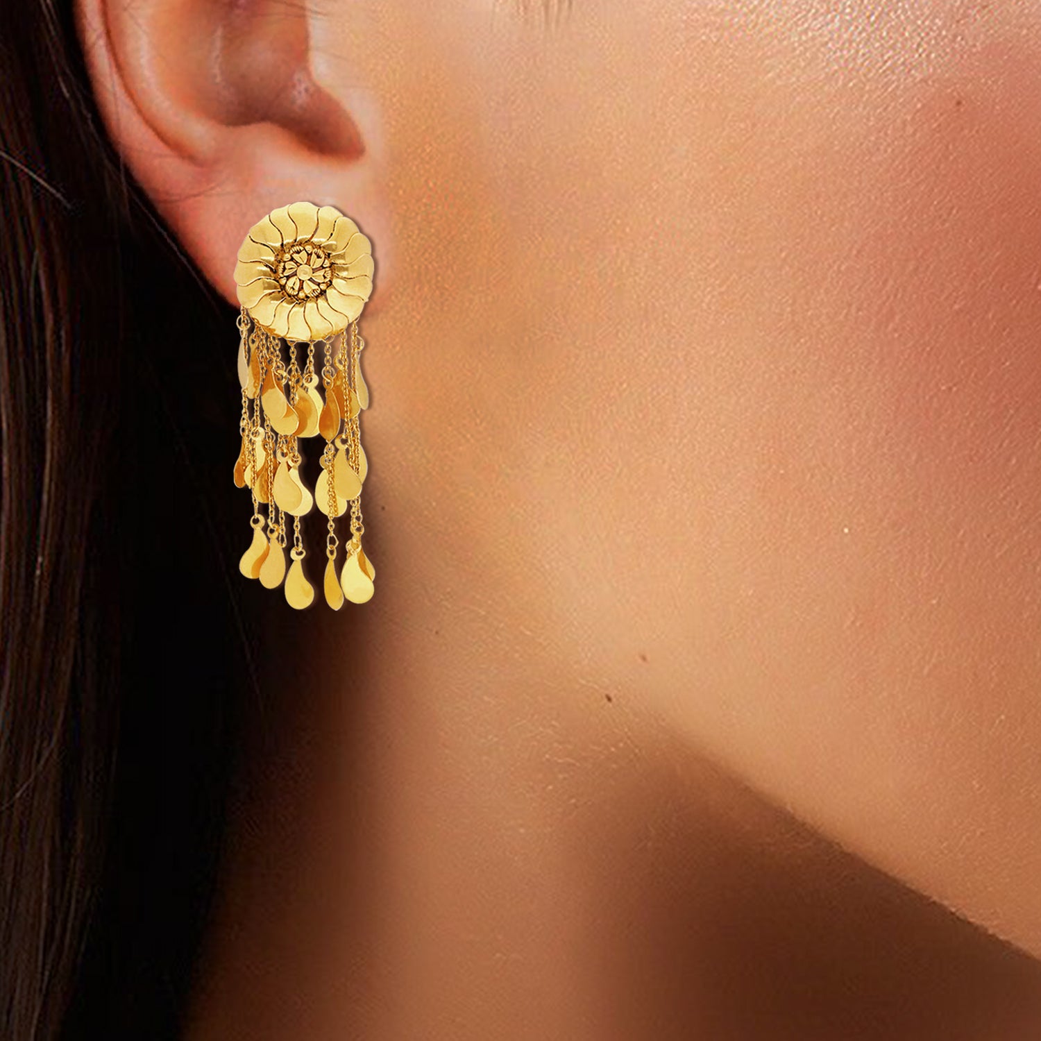 Aarti Golden Blossom Gold Earrings