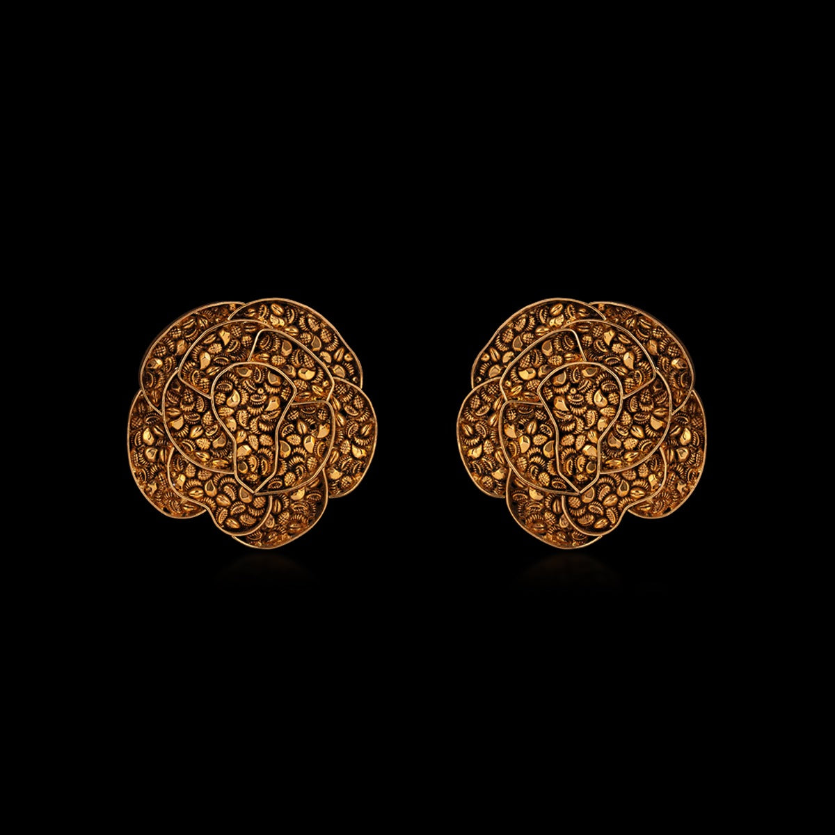 Mesh Locked Earthy Gold Earrings