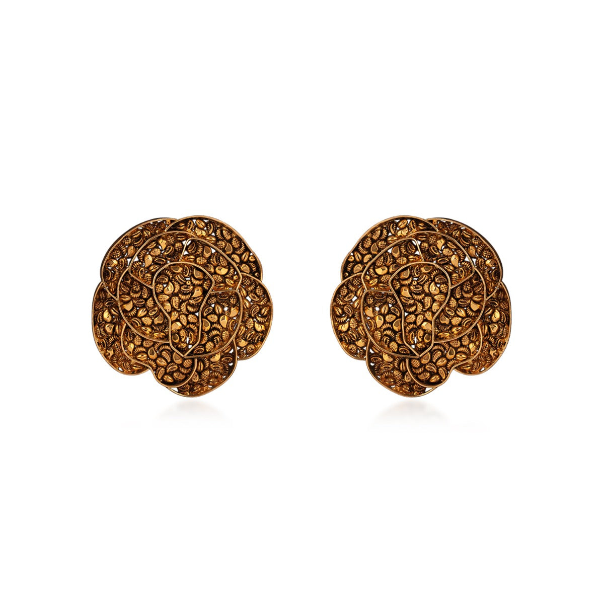 Mesh Locked Earthy Gold Earrings