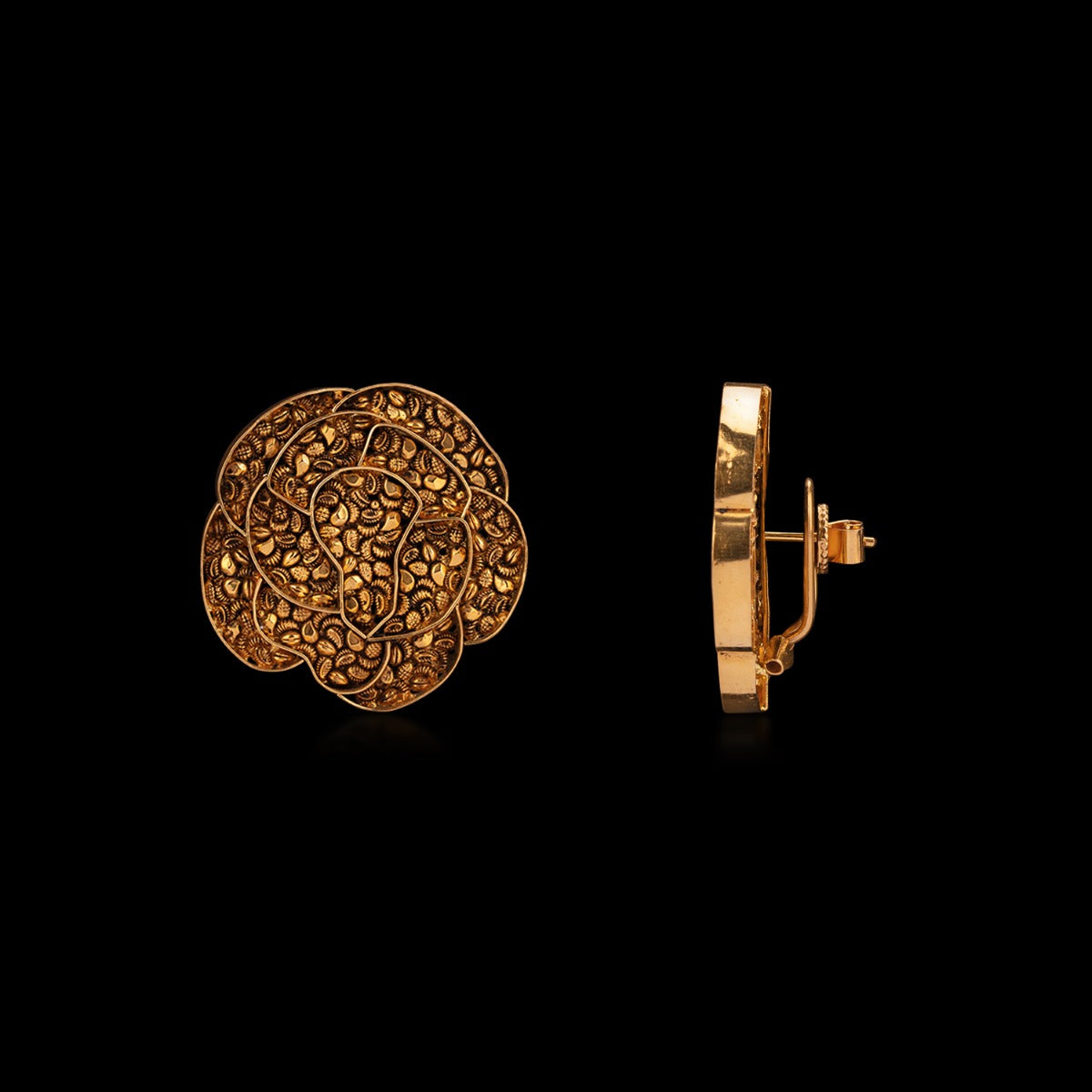 Mesh Locked Earthy Gold Earrings