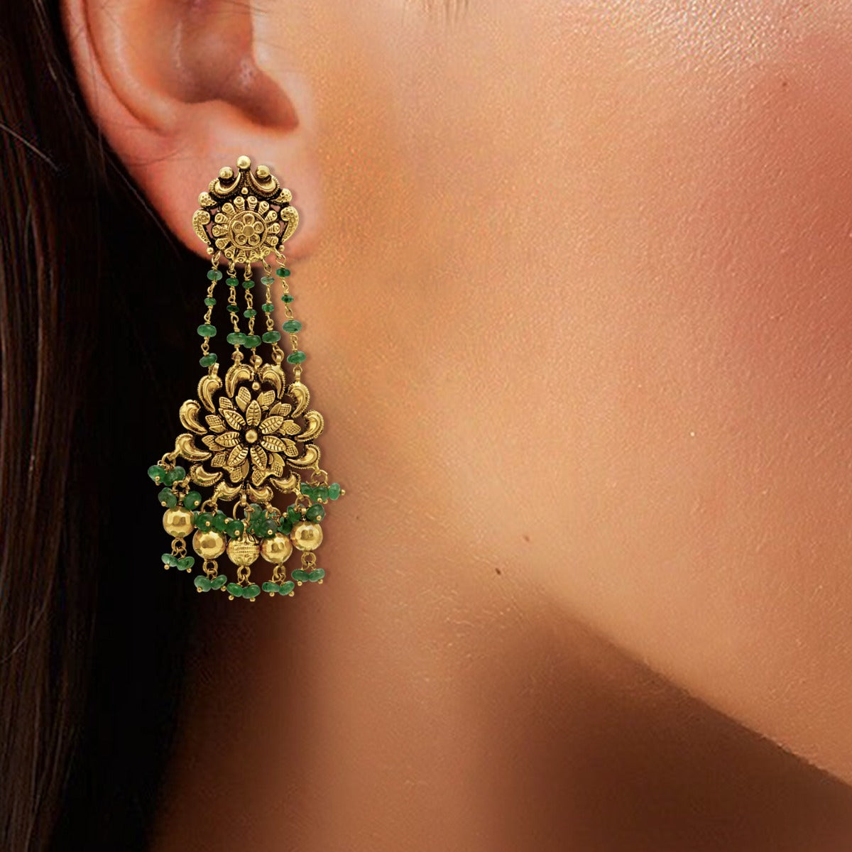 Emerald Gold Earrings
