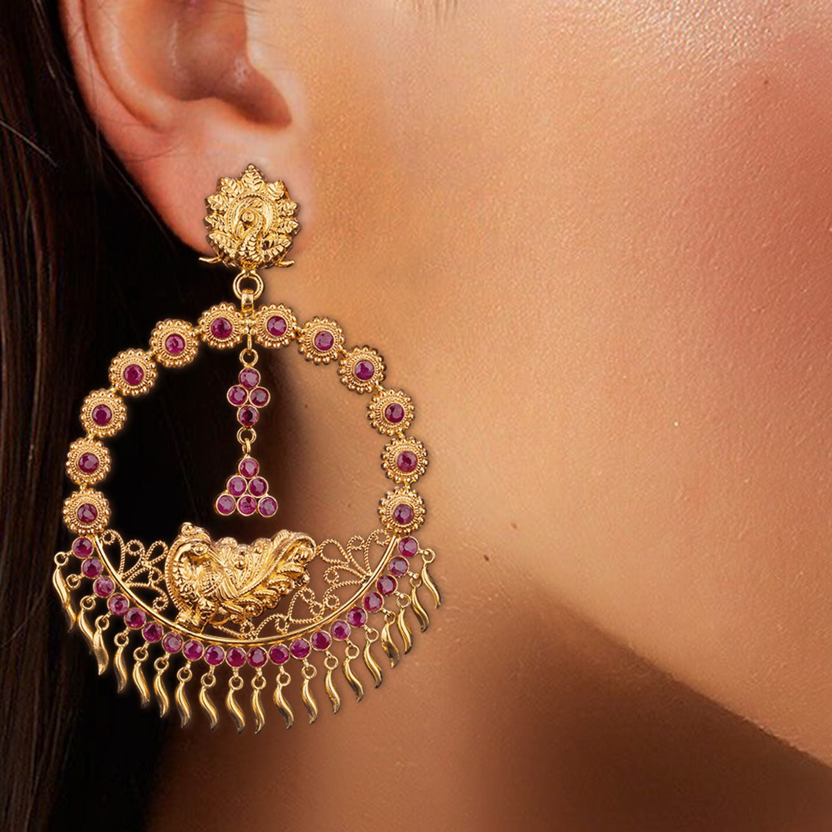 Pink Pigment Gold Earrings