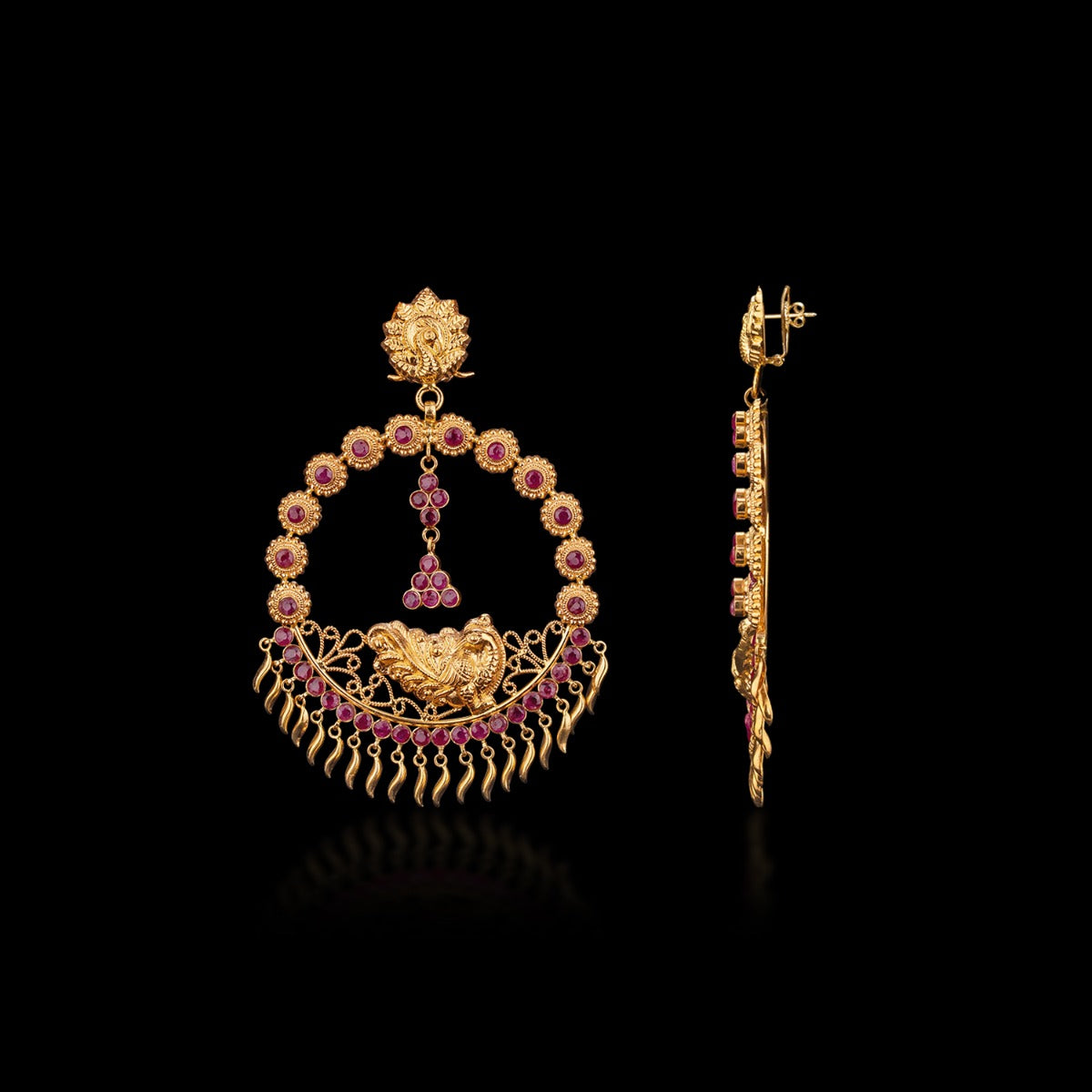 Pink Pigment Gold Earrings