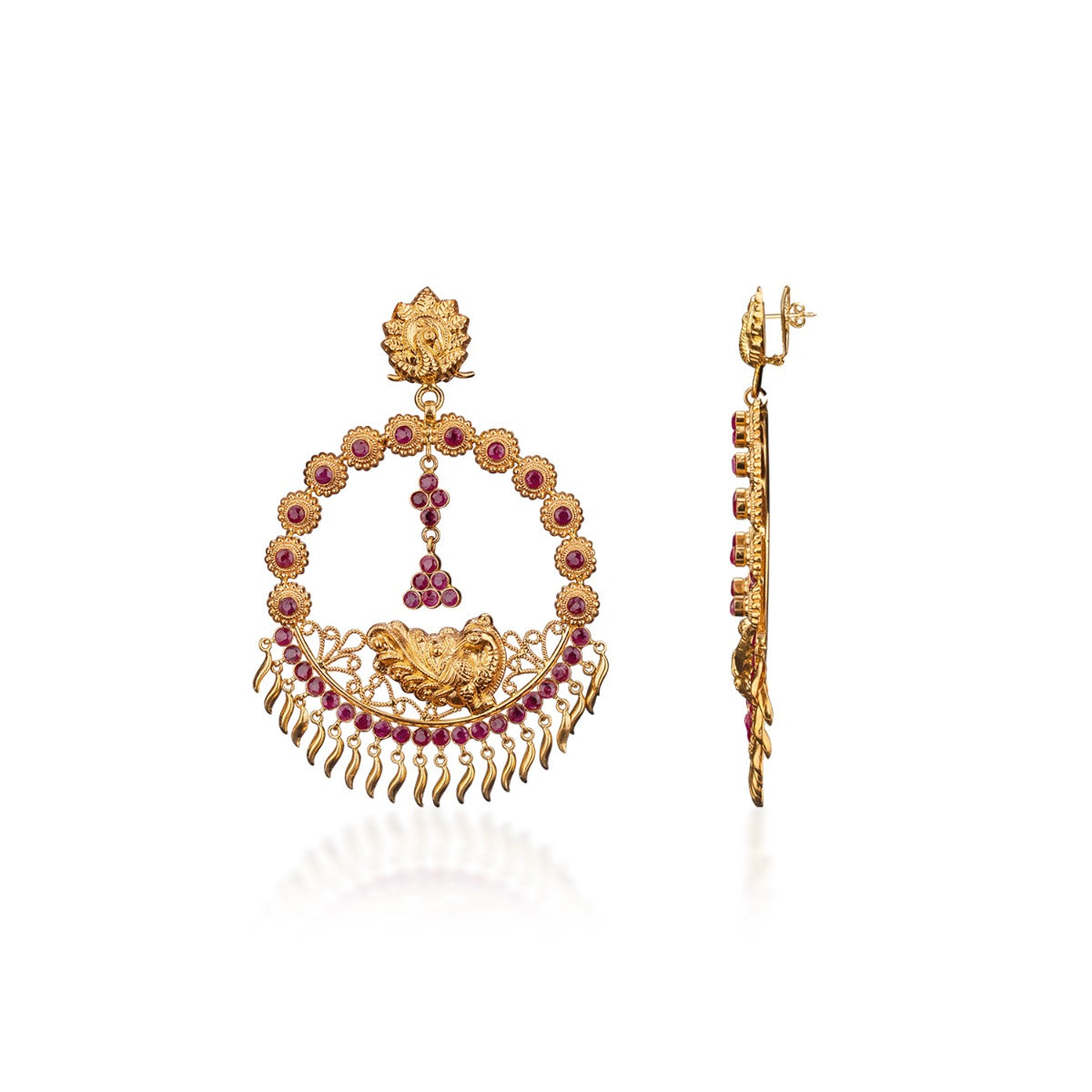 Pink Pigment Gold Earrings