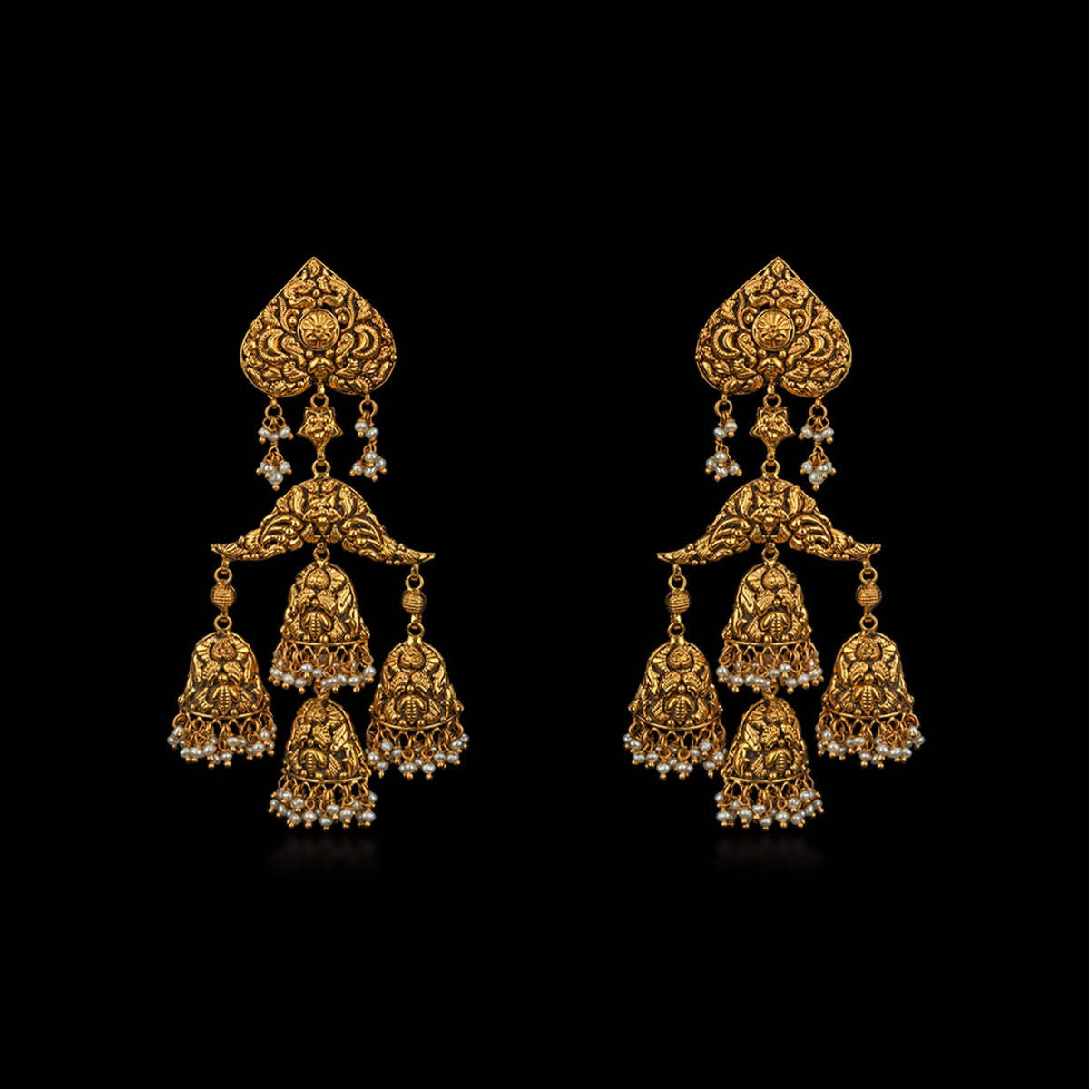 Temple Chain Gold Earrings