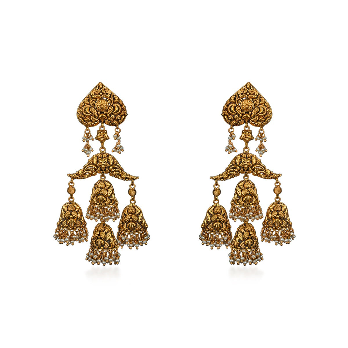 Temple Chain Gold Earrings