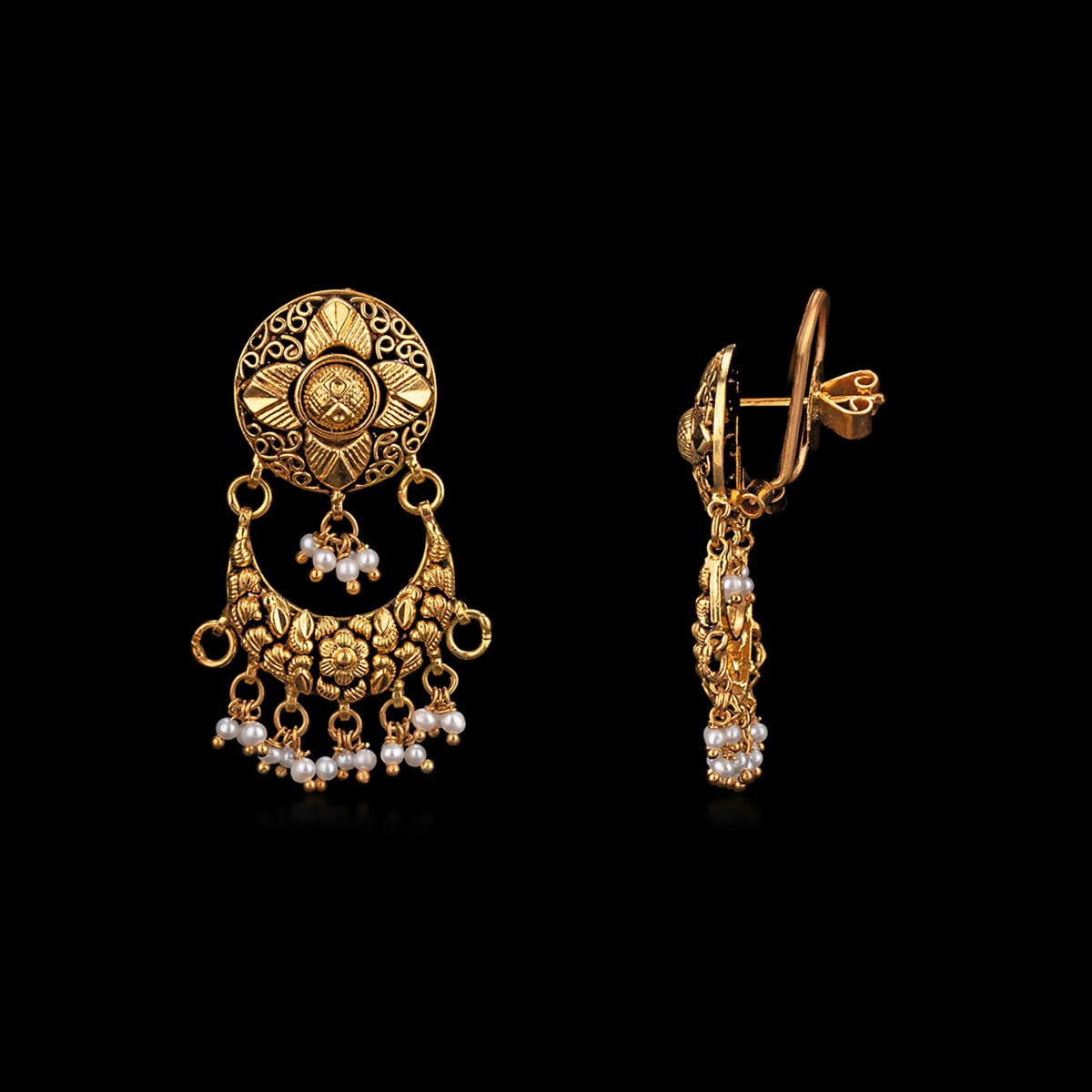 Holding Star Beaded Gold Earrings
