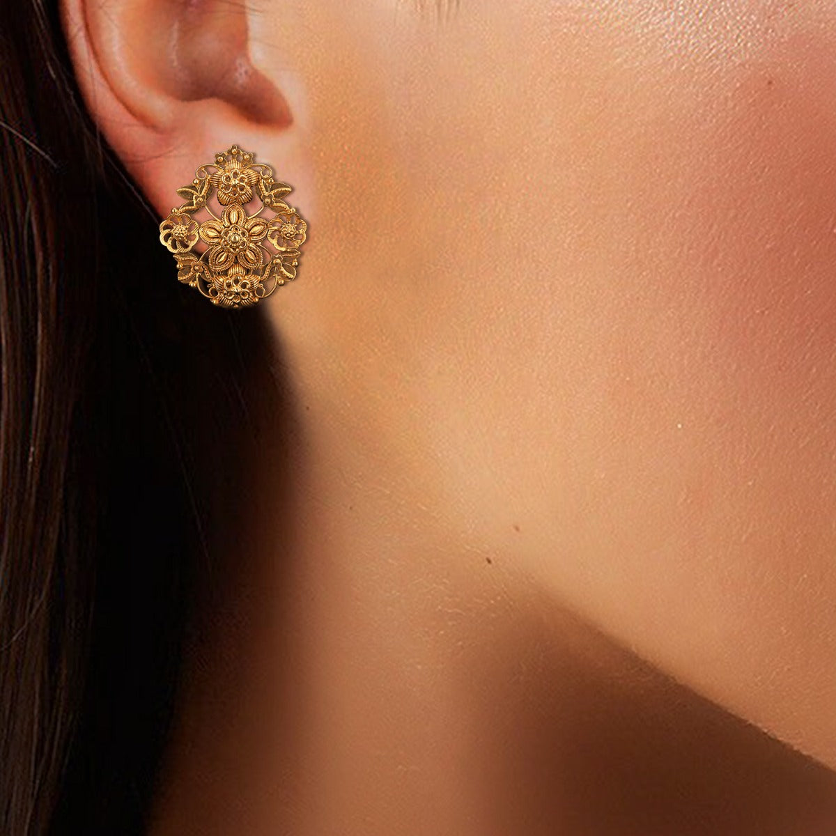 Princess Crowning Gold Earrings