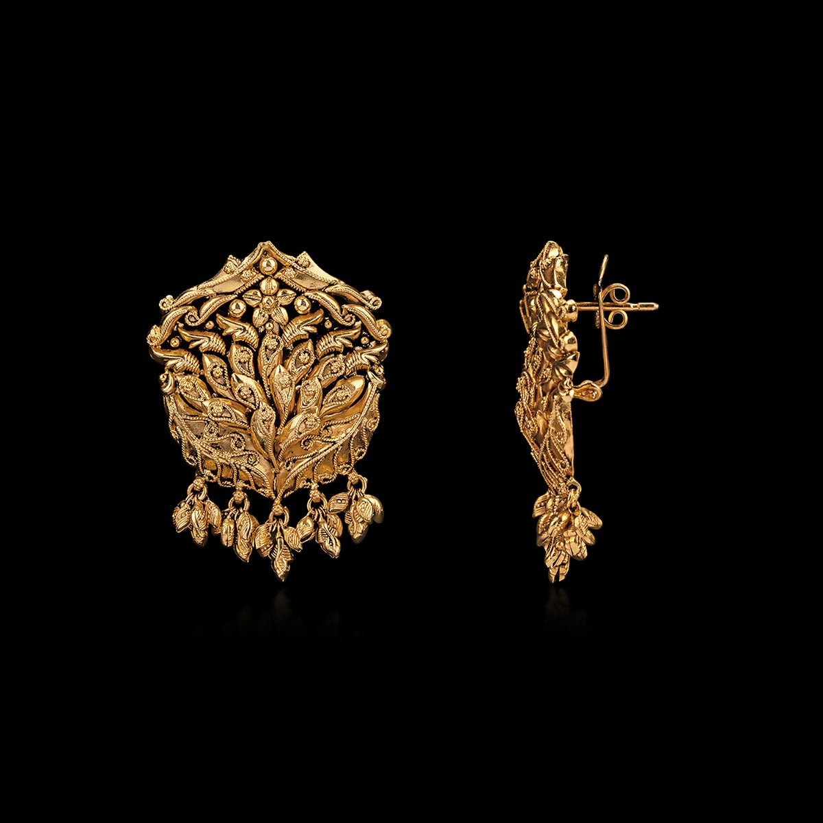 Queen Fish Motif Gold Earrings