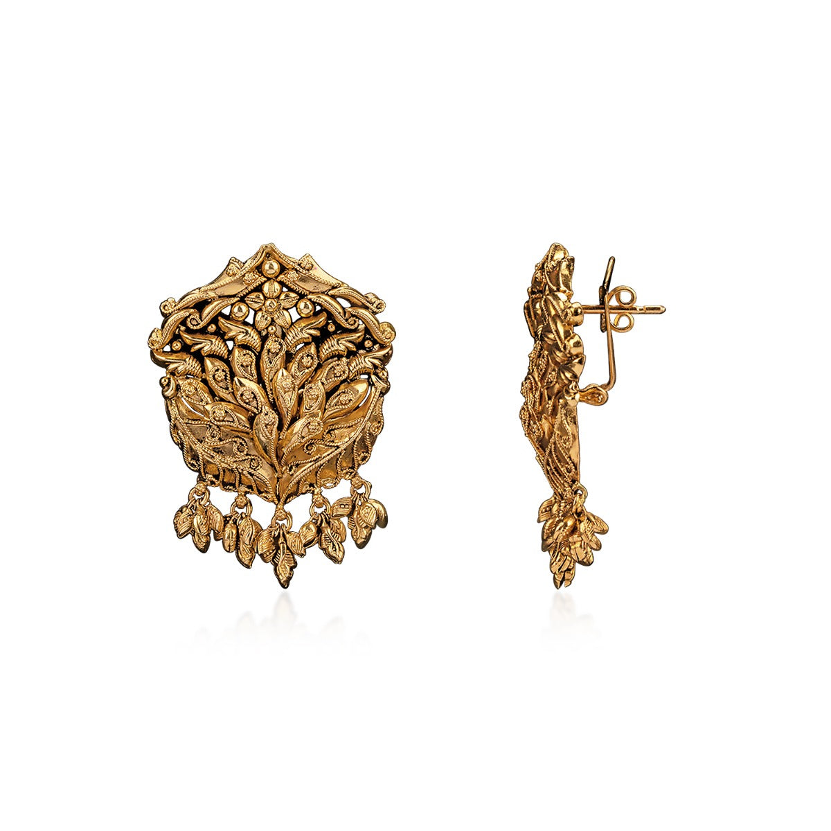 Queen Fish Motif Gold Earrings