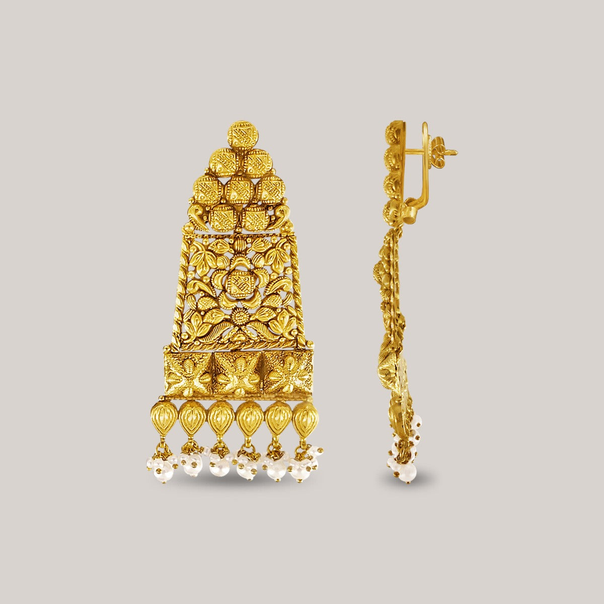 Temple Inner Dome Gold Earrings