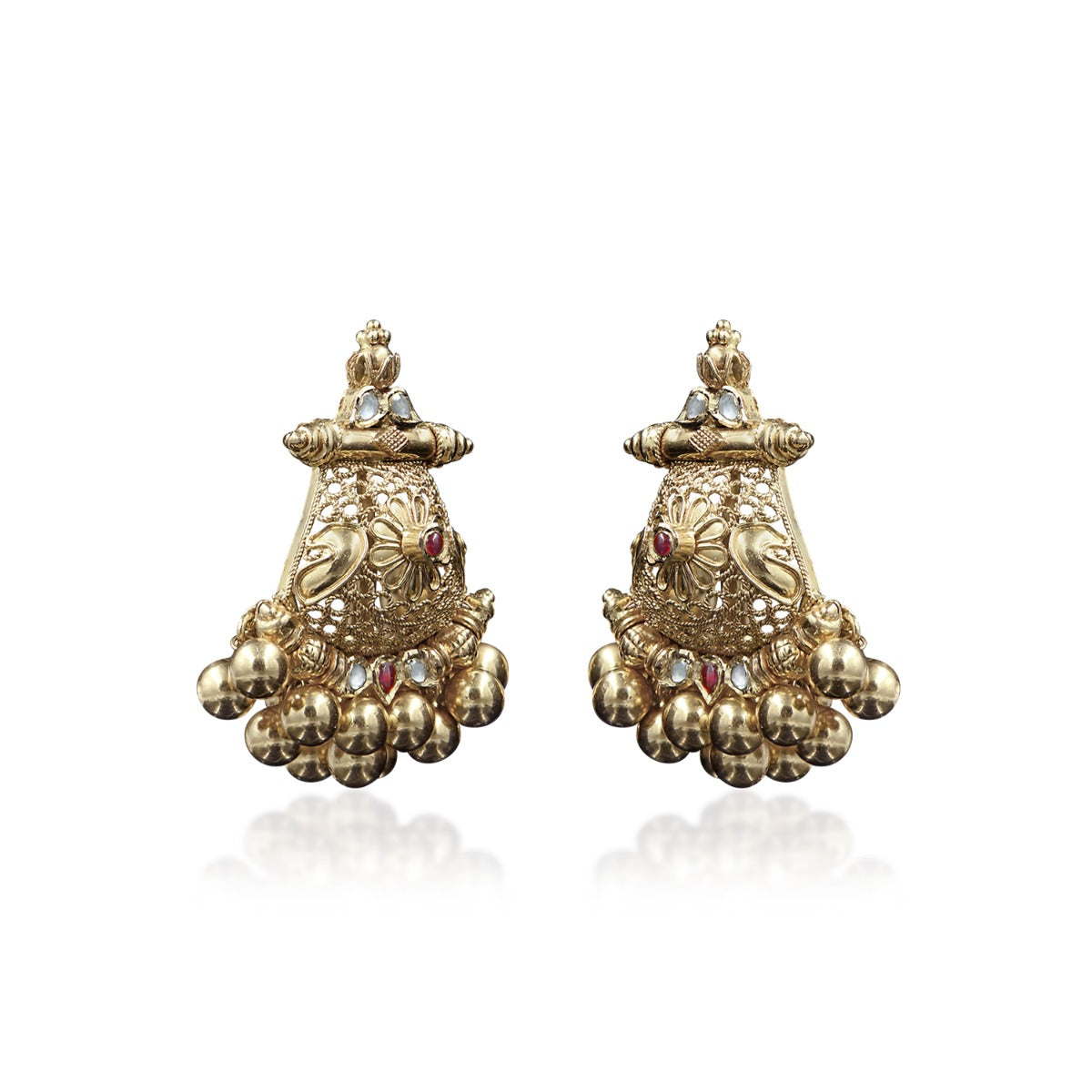 Temple Dome White Gold Earrings