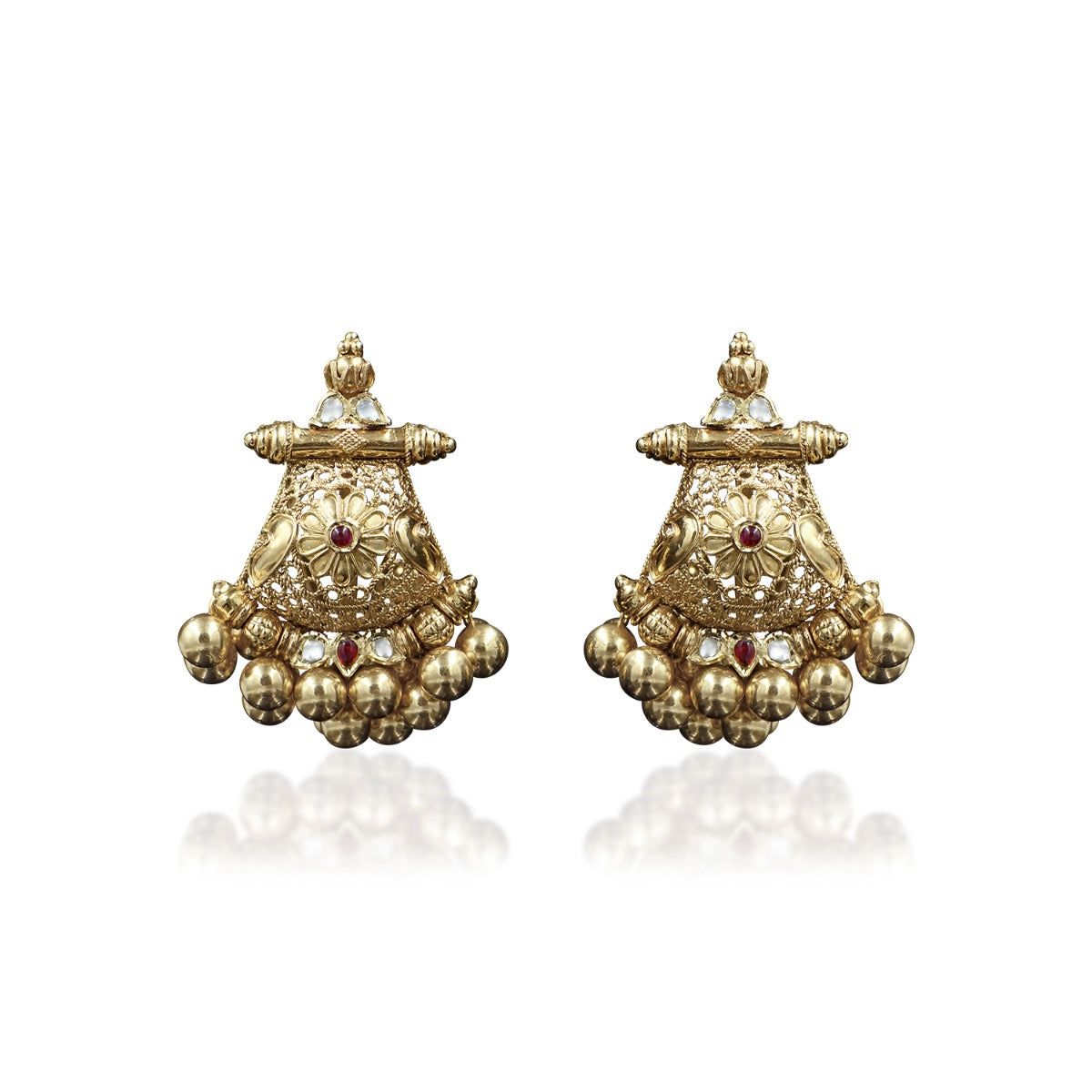 Temple Dome White Gold Earrings