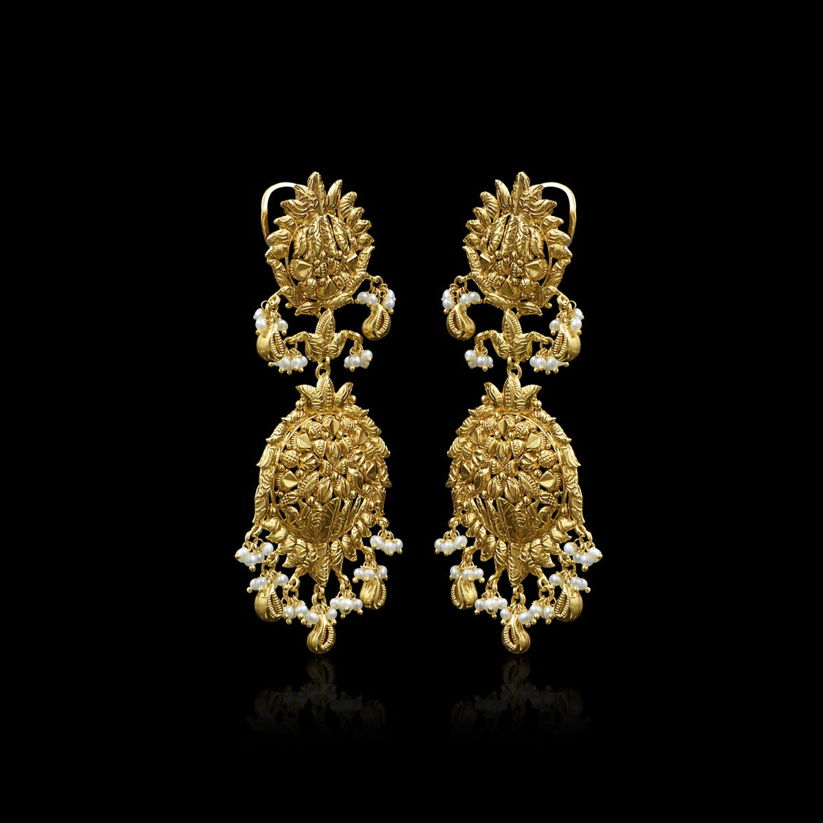 Rounded Kalash Gold Earrings
