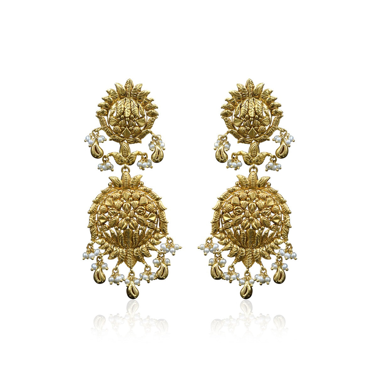 Rounded Kalash Gold Earrings