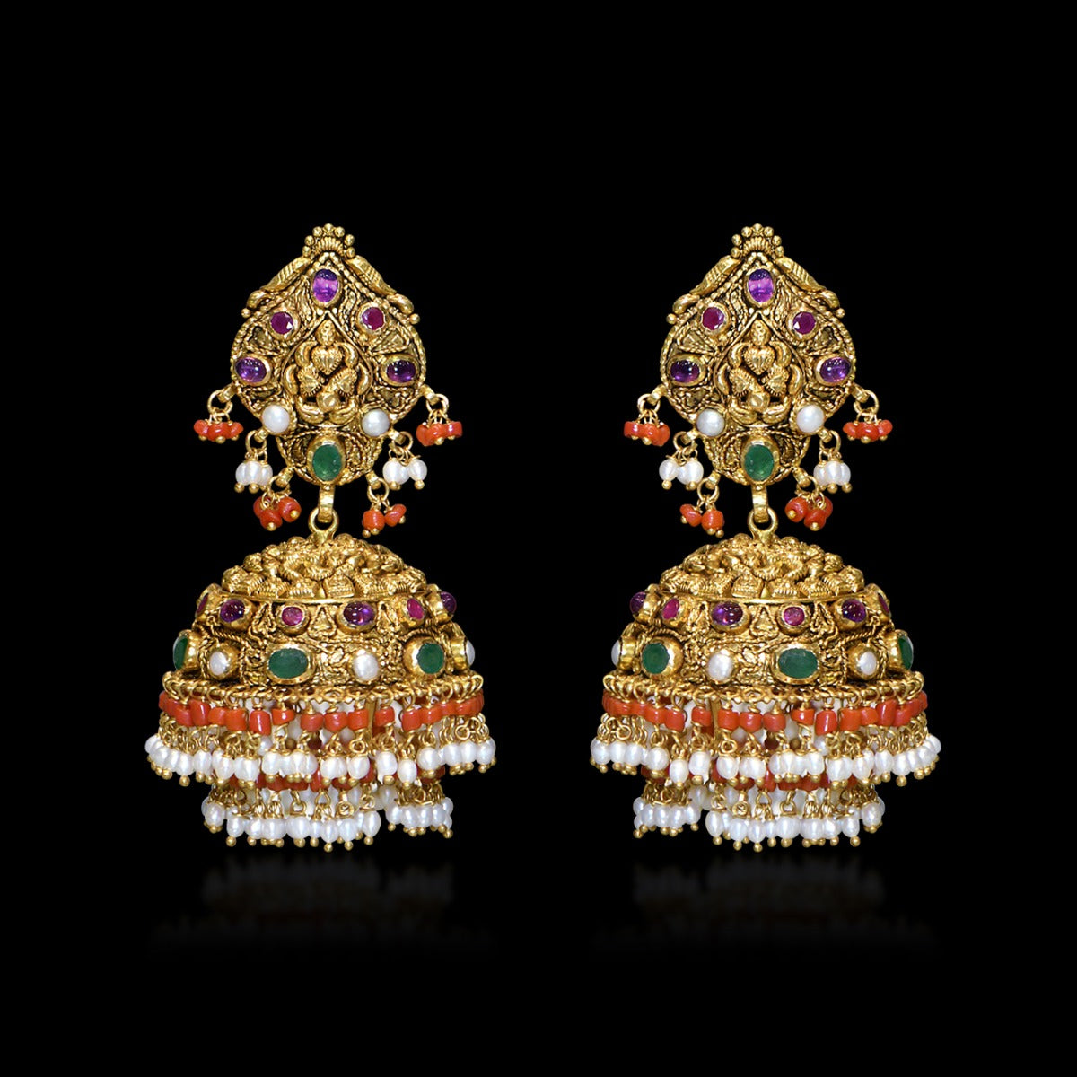 Multistone Gold Jhumka