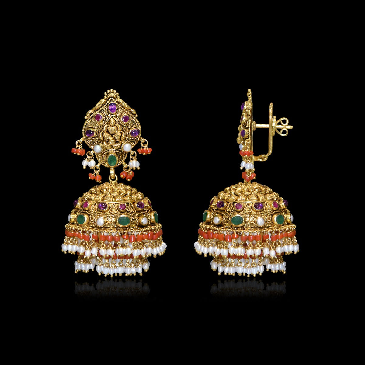 Multistone Gold Jhumka